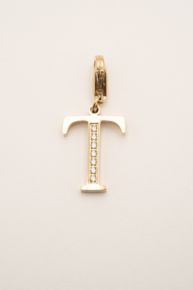 Wholesaler Bohm - Hova Charm - white gold - letter T
