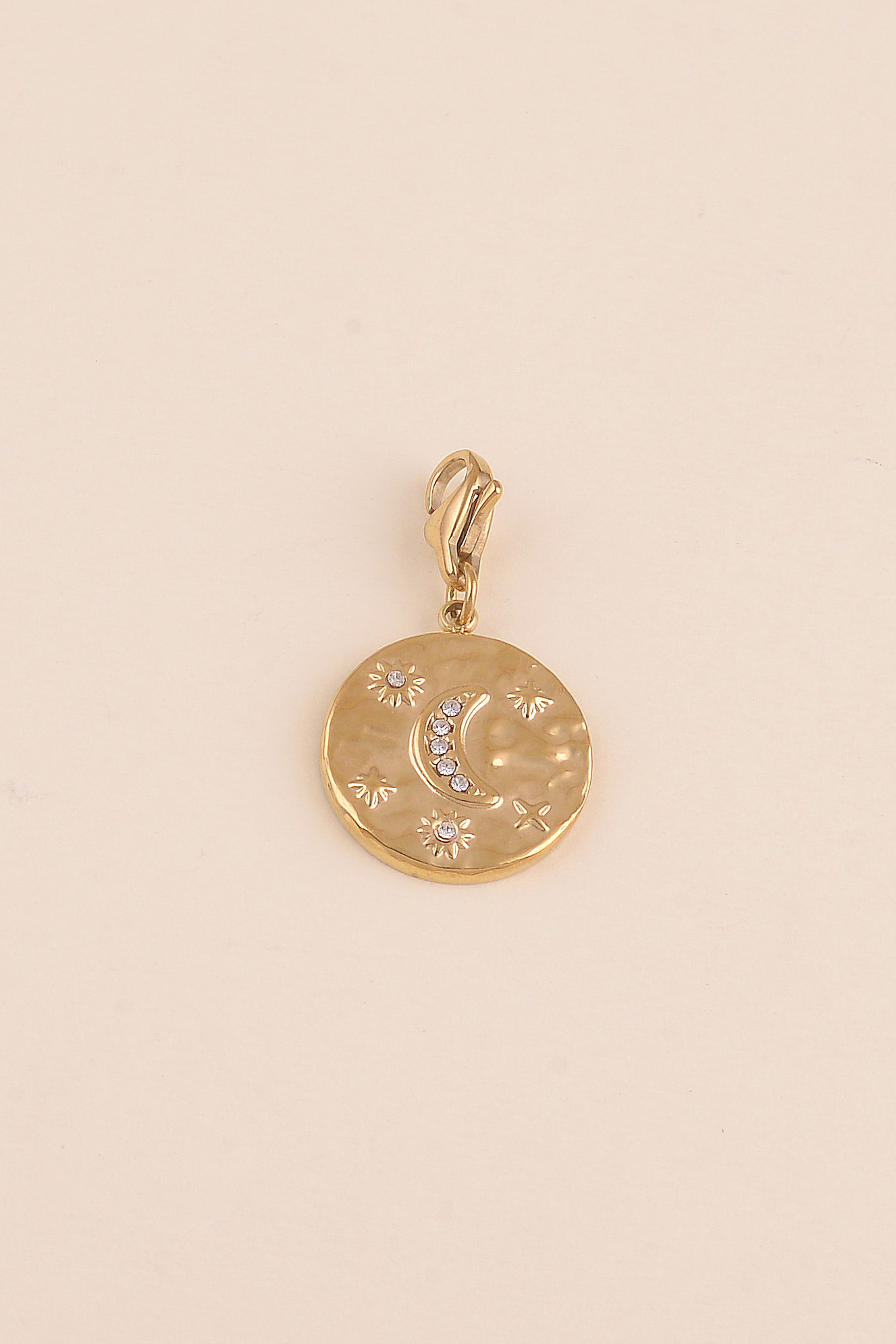 Grossiste Bohm - Charm - médaillon rond, lune, étoiles et oxydes de zirconium