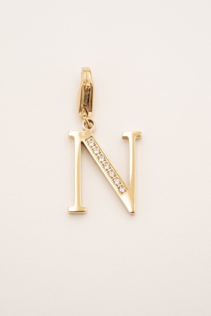 Wholesaler Bohm - Hova Charm - white gold - letter N