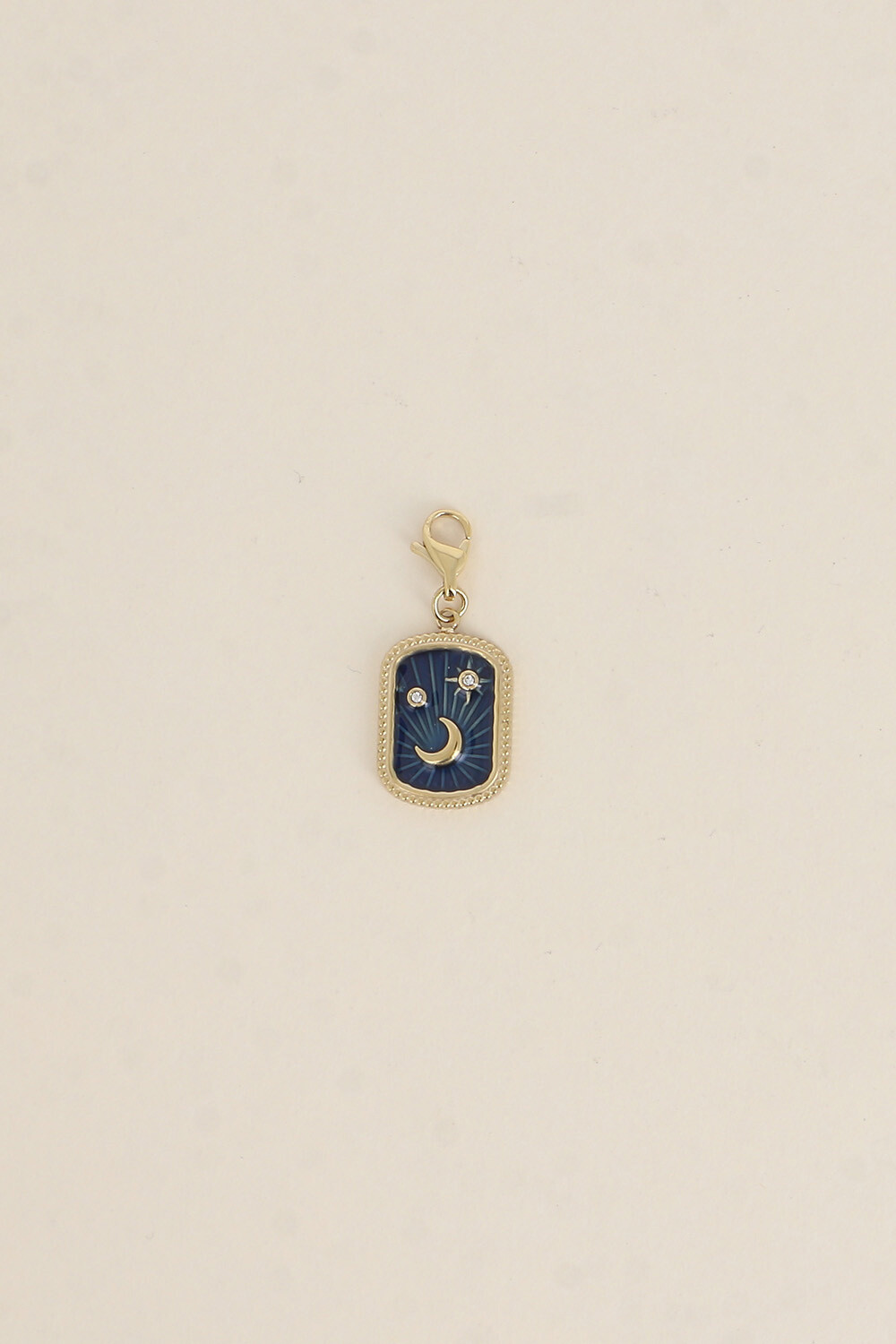Wholesaler Bohm - Charm - enamel plaque with moon, stars, and cubic zirconia