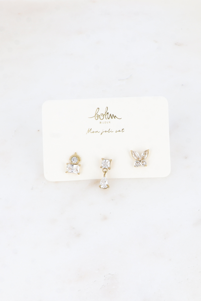 Großhändler Bohm - Set mit 3 Piercings (Rechteck, Tropfen und Schmetterling)