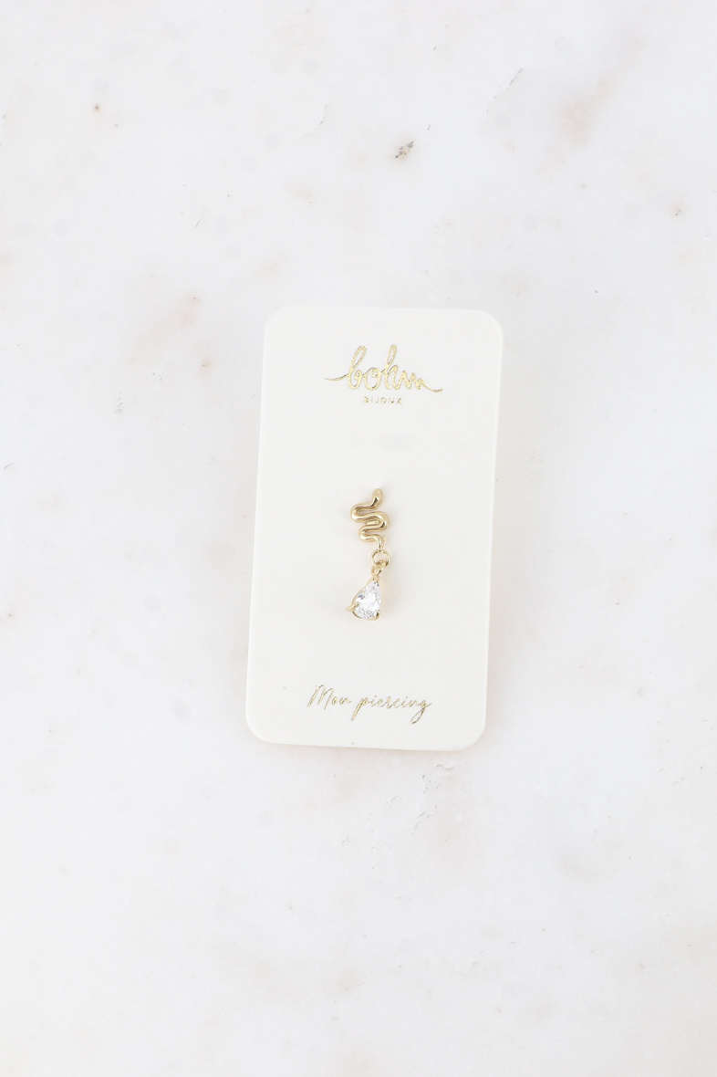 Wholesaler Bohm - Piercing - stainless steel with snake, crystal drop pendant
