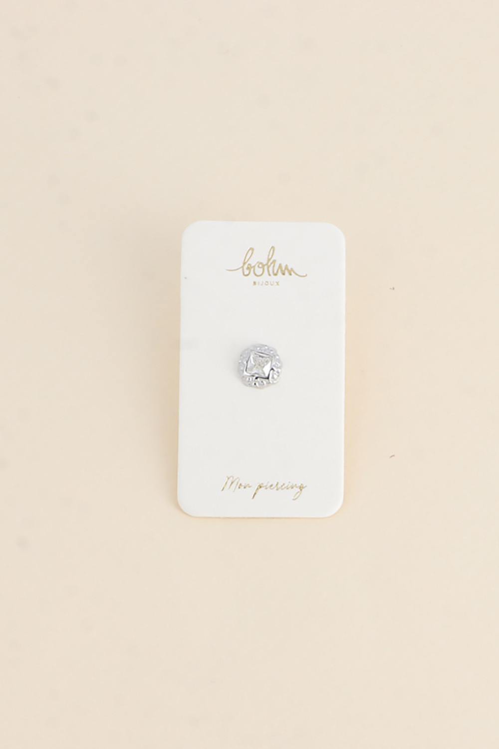 Grossiste Bohm - Piercing - cristal carré et pièce effet milgrain