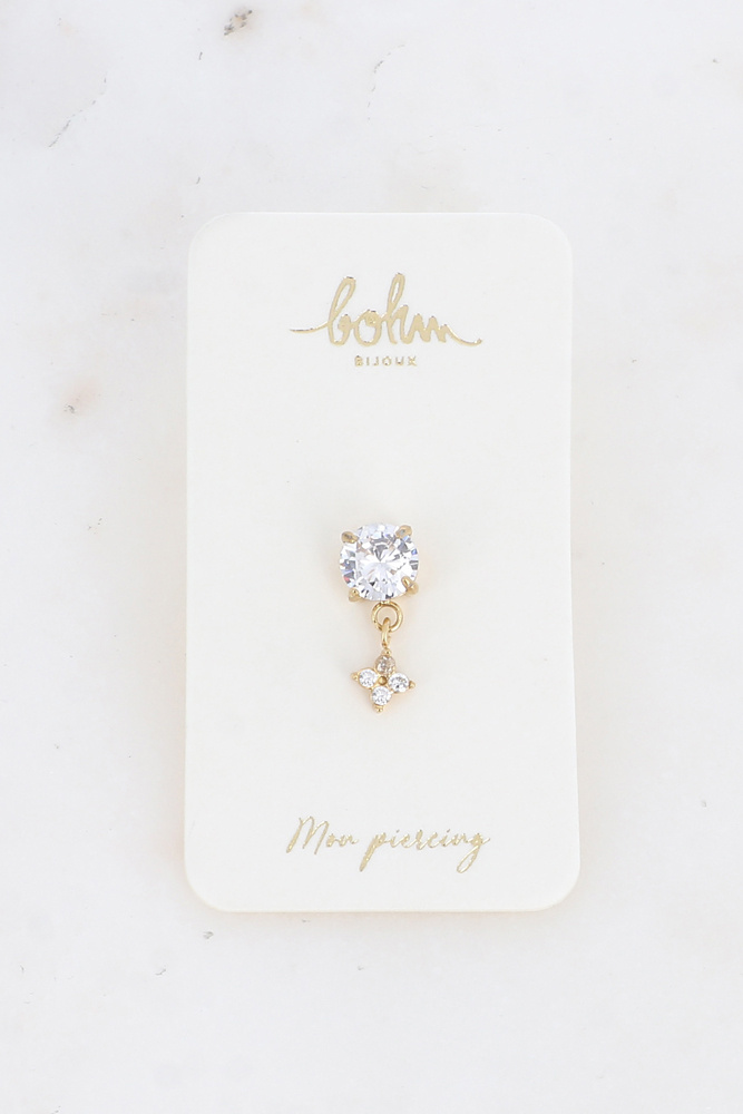 Grossista Bohm - Piercing - cristallo tagliato e trifoglio con zirconia