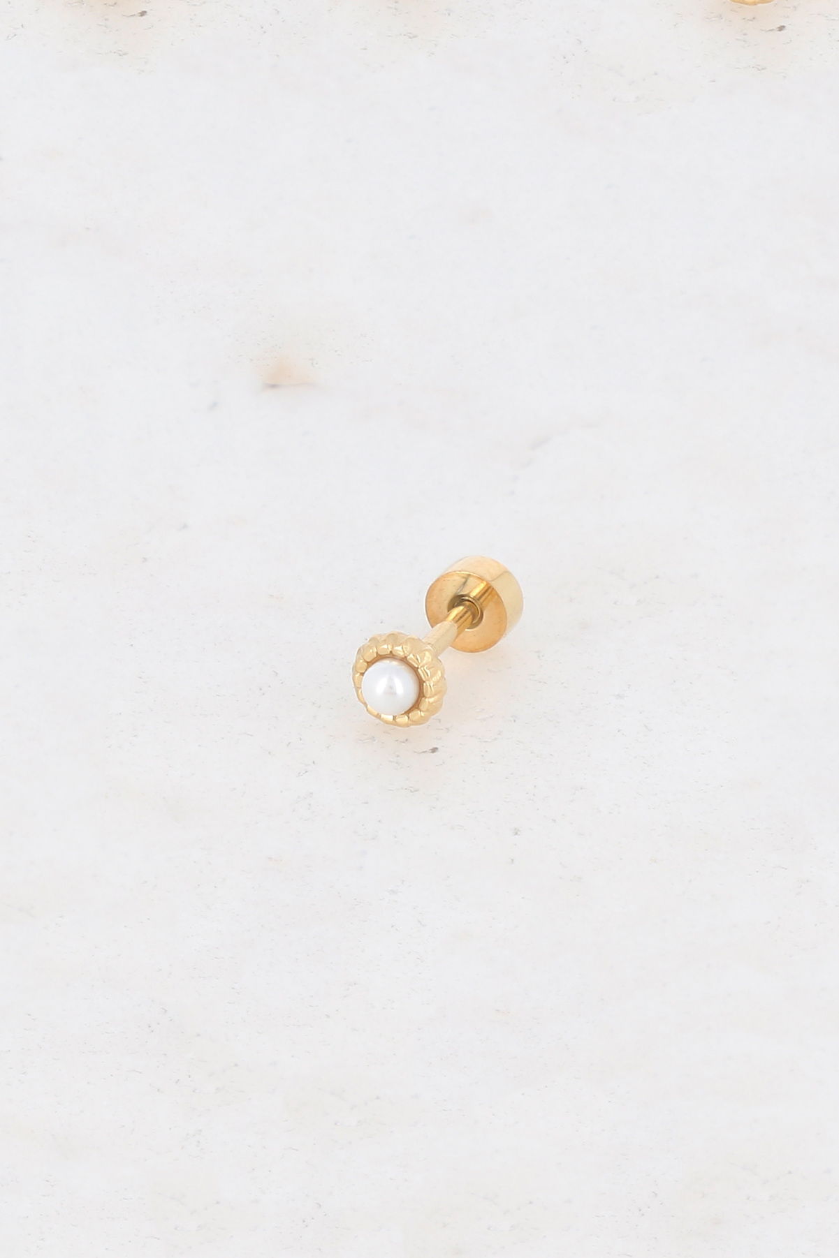 Mayorista Bohm - Piercing con bola de perla en anillo estriado - lote de 2 piezas