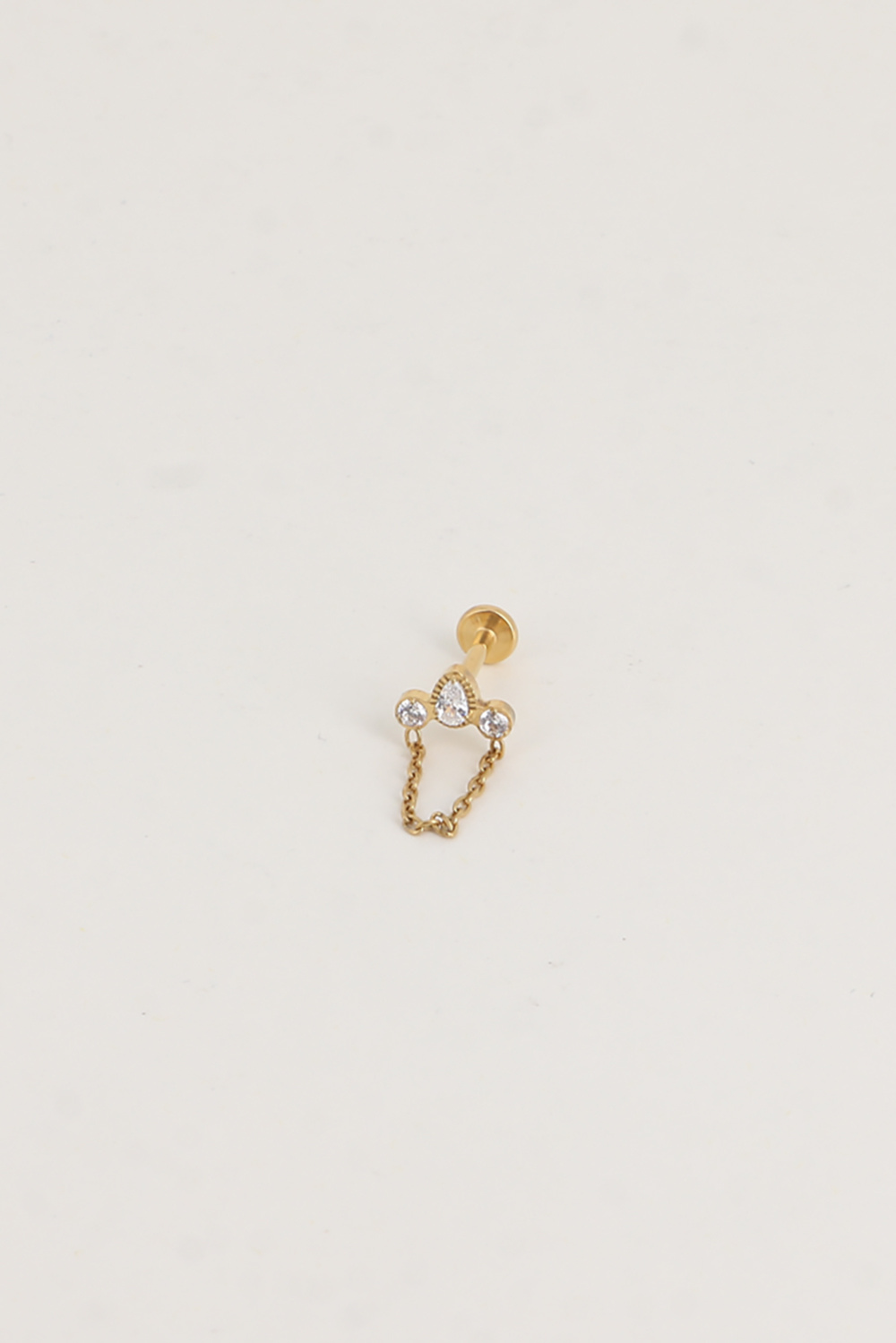 Mayorista Bohm - Piercing de titanio - 3 cristales y cadena colgante