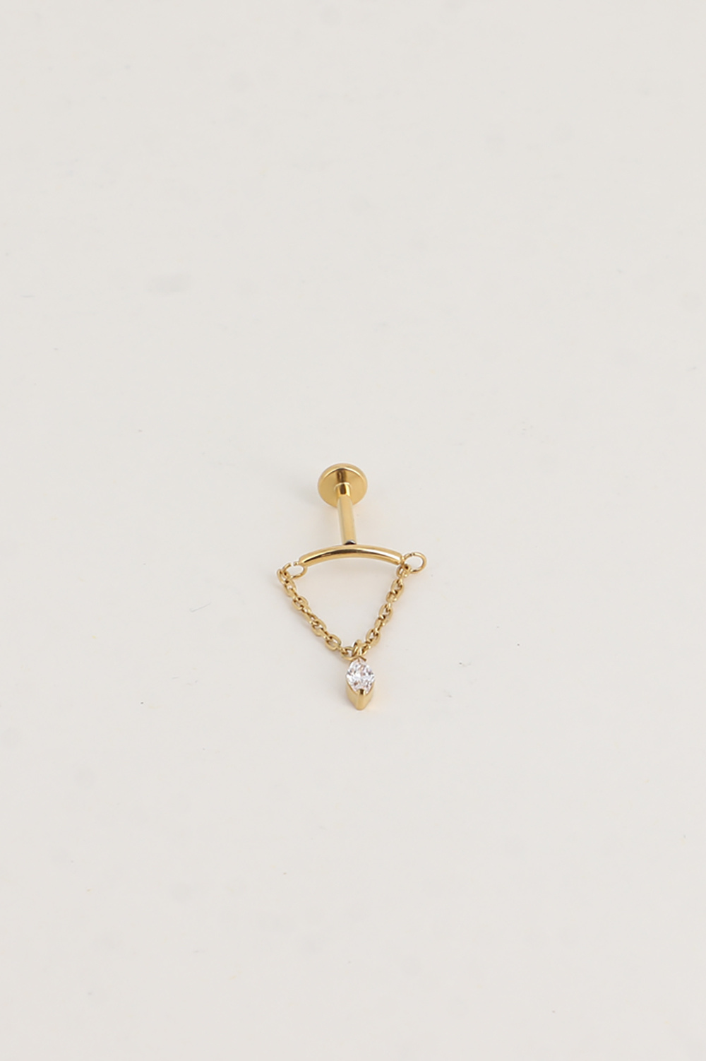 Mayorista Bohm - Piercing de titanio - curvado, cadena colgante y cristal ovalado