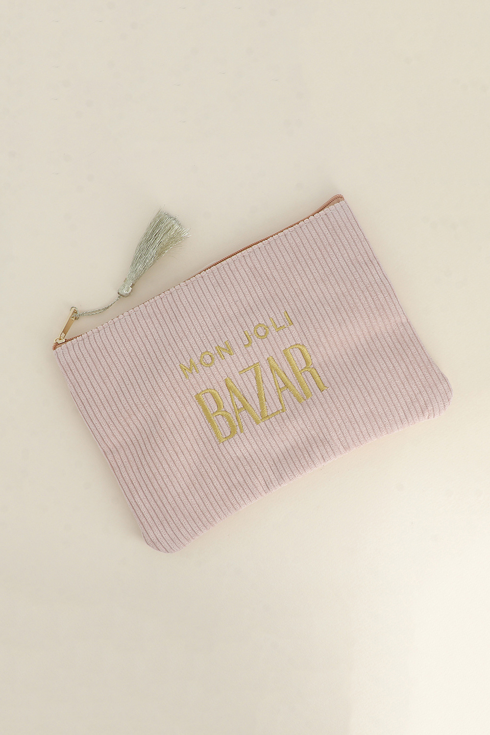 Grossiste Bohm - Trousse - mon joli BAZAR - velours côtelé  - 20 X 14 CM