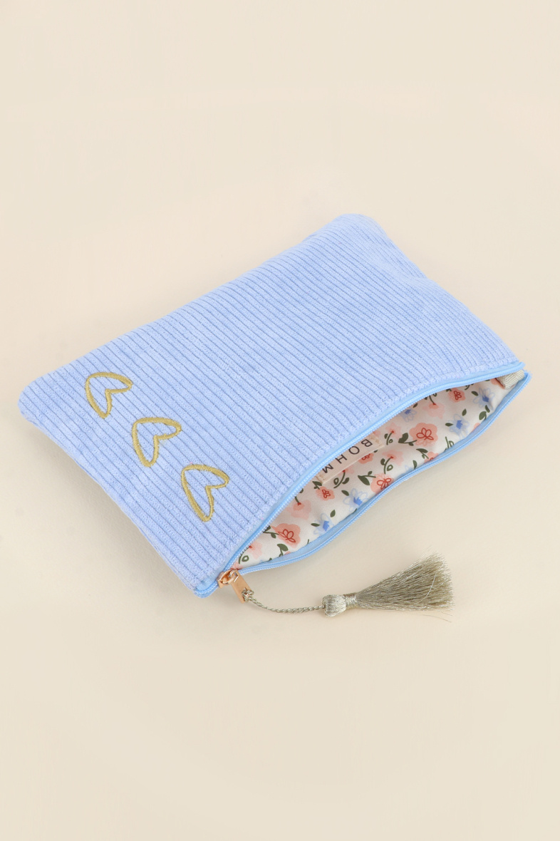 Wholesaler Bohm - Pencil case - 3 hearts - corduroy - 100% polyester - 20X14CM