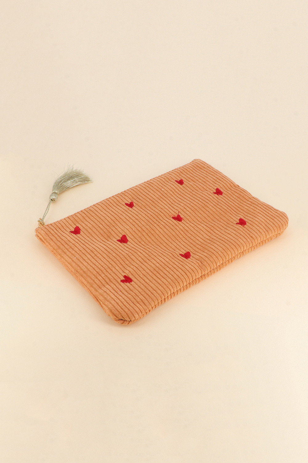 Grossiste Bohm - Trousse - petits coeurs - velours côtelé - 20X14CM