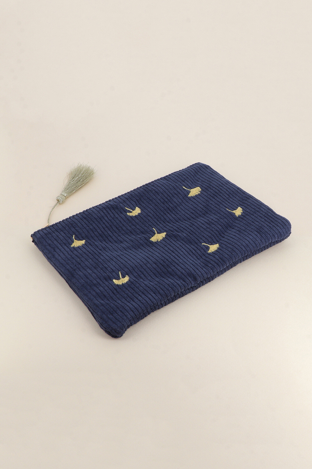 Großhändler Bohm - Federmäppchen – kleine Ginkgos – Cord – 20 x 14 cm