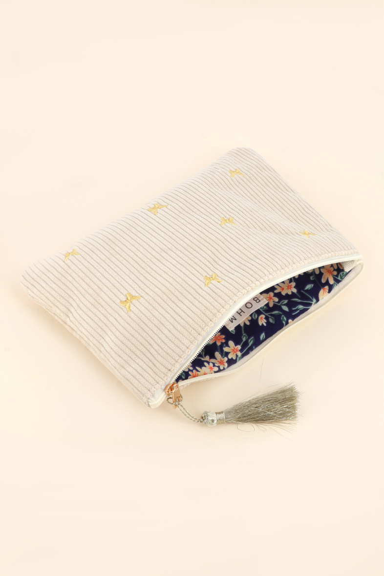 Großhändler Bohm - Federmäppchen - kleine Schmetterlinge - Cord - 20X14CM