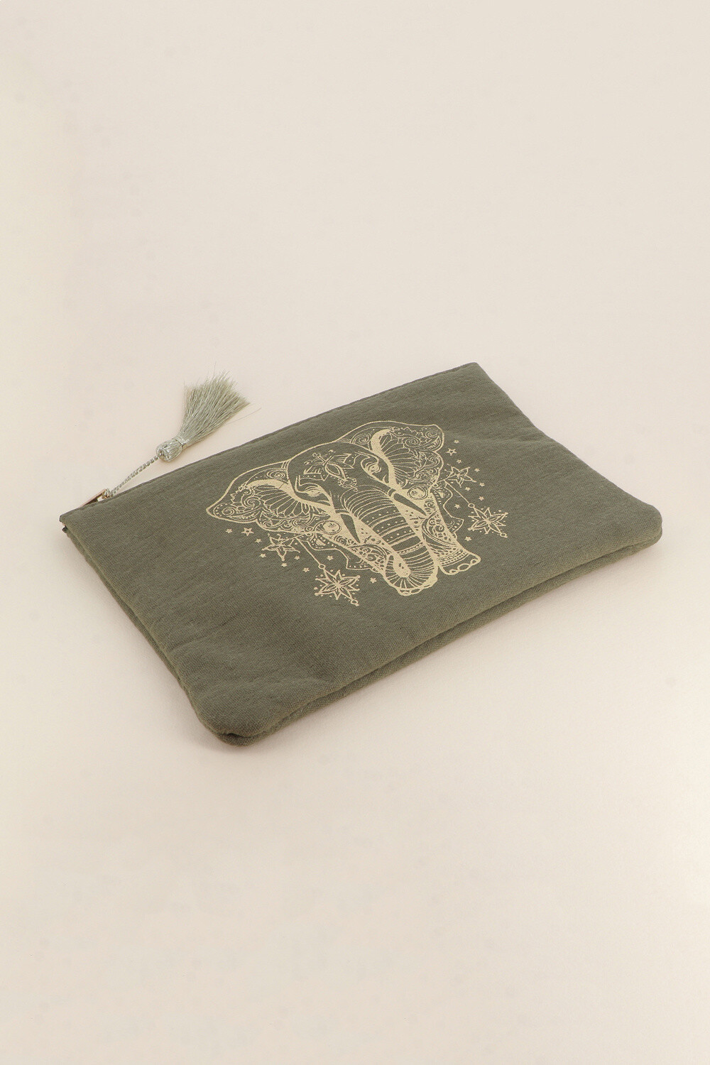 Großhändler Bohm - Federmäppchen aus Baumwolle – Elefant im Mandala-Stil – 20 x 14 cm