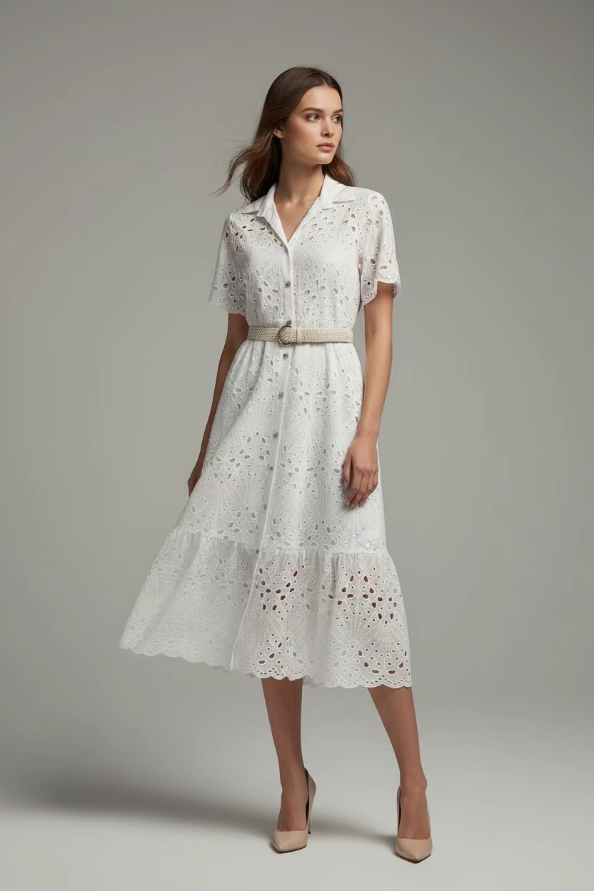 Wholesaler BONNY - Embroidered shirt dress with belt
