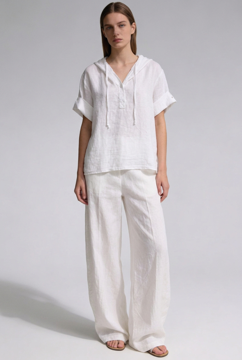 Mayorista BONNY - Camisa holgada con capucha de lino