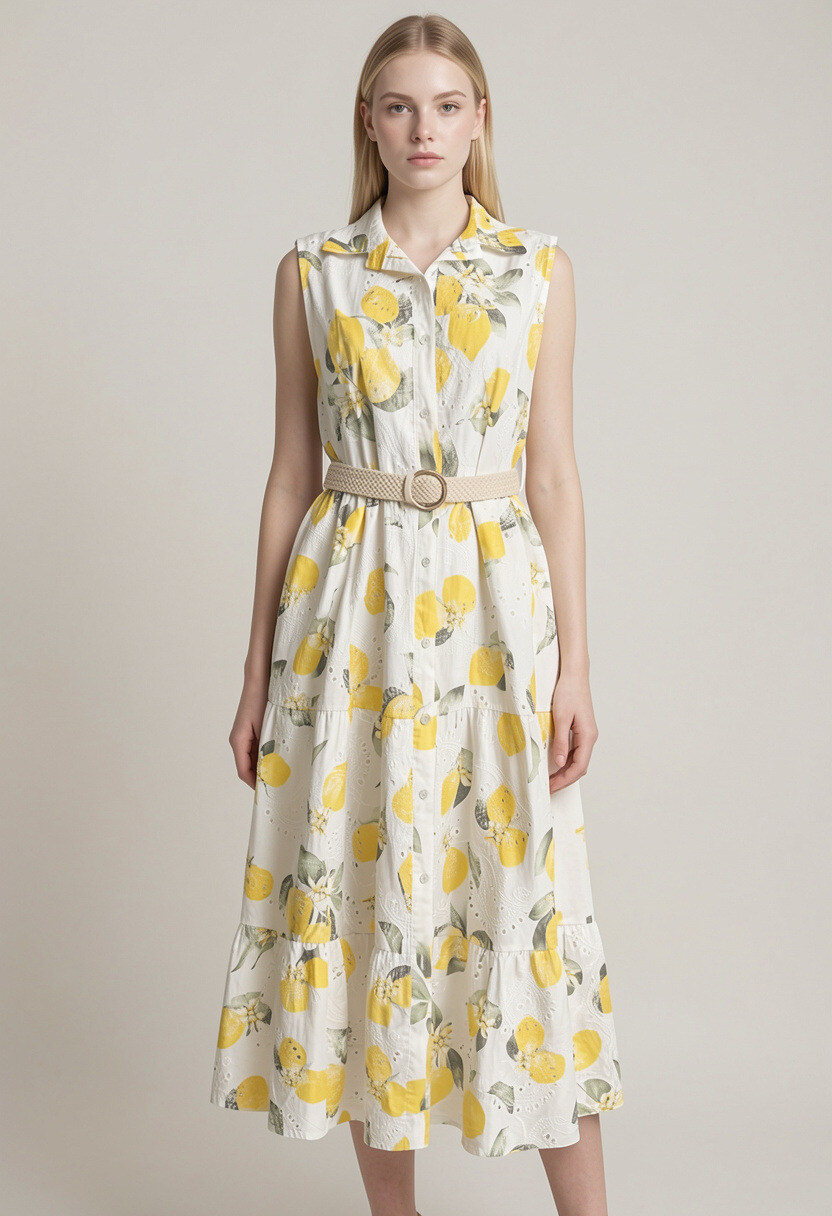 Wholesaler BONNY - Summer dress with lemon print and belt