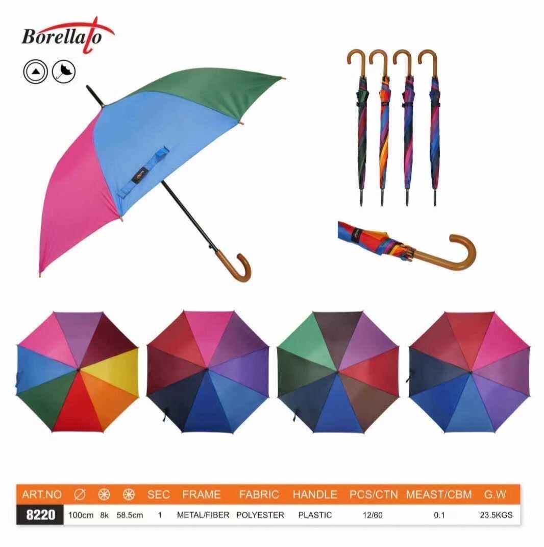 Grossista BORELLATO - OMBRELLO MARCA BORELLATO LUNGO COLORE ARCOBALENO VARIE COLORI VENDITA 12 PEZZI A PACCO