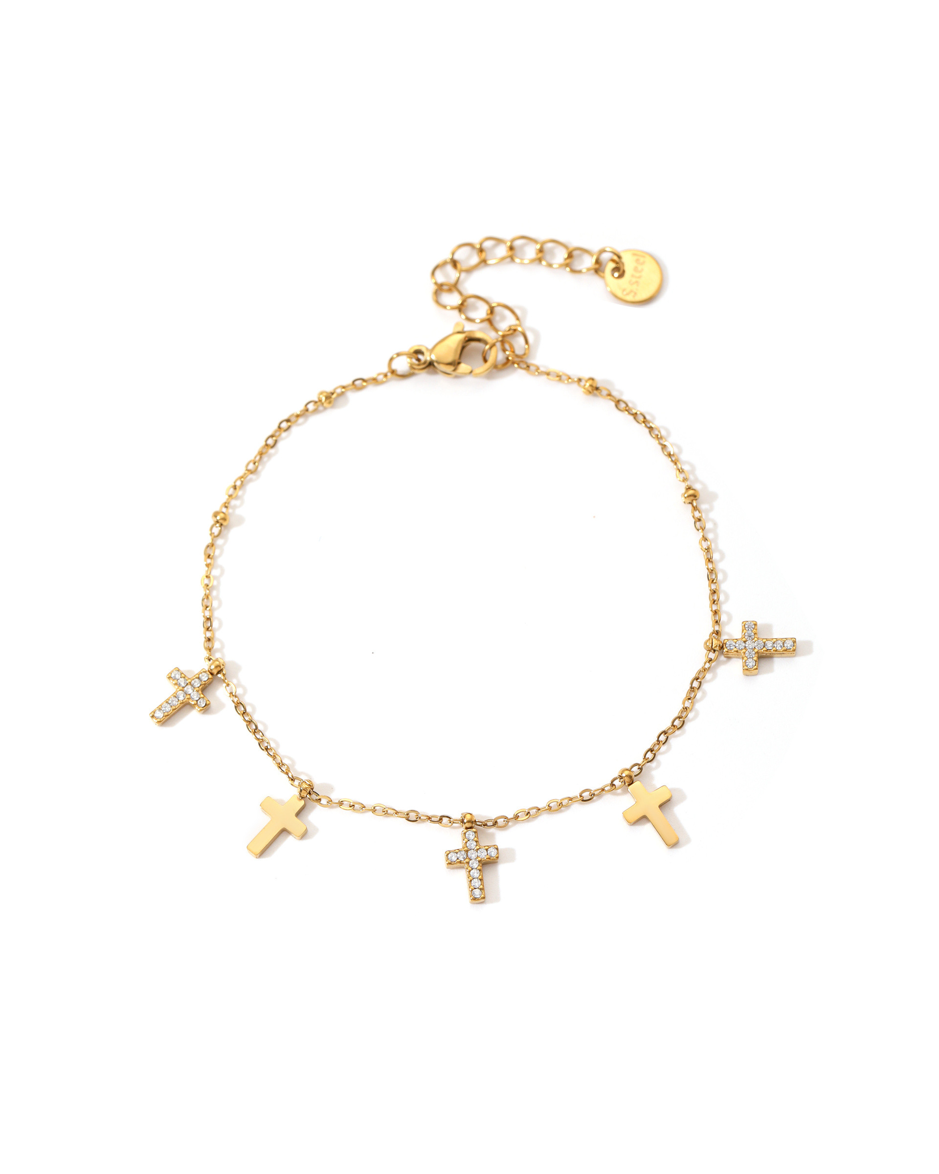 Mayorista BRILLANDOR - Pulsera de cruz de rosario de circonio