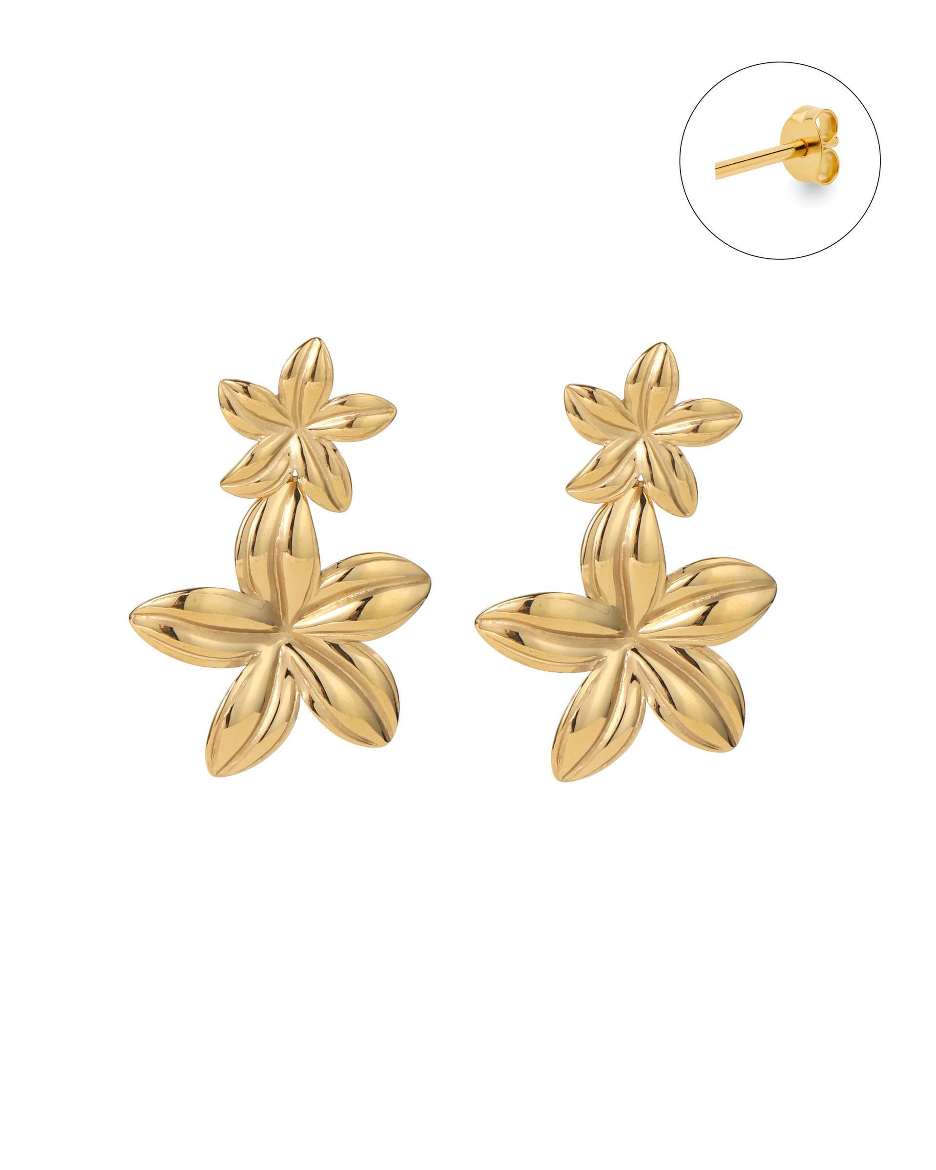 Mayorista BRILLANDOR - Pendientes Doble Flor Plumeria