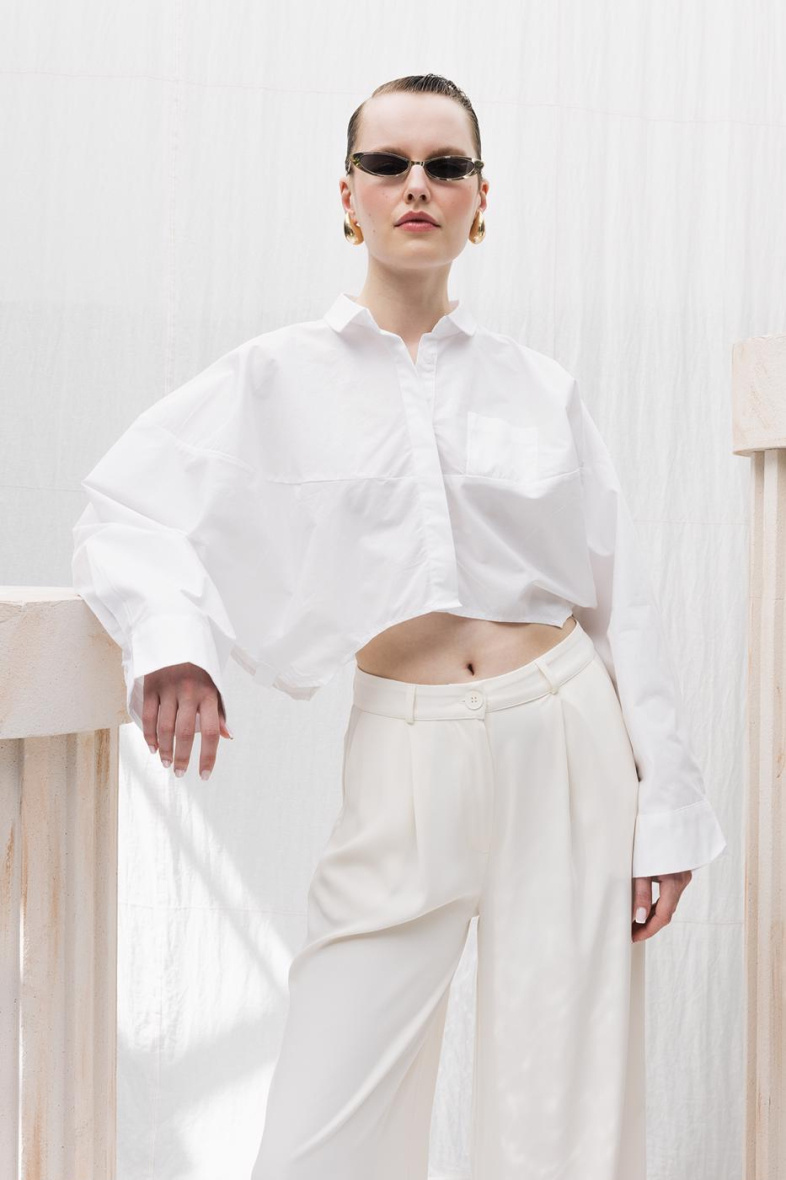 Wholesaler BSL - Oversize Poplin Crop Shirt - BSL