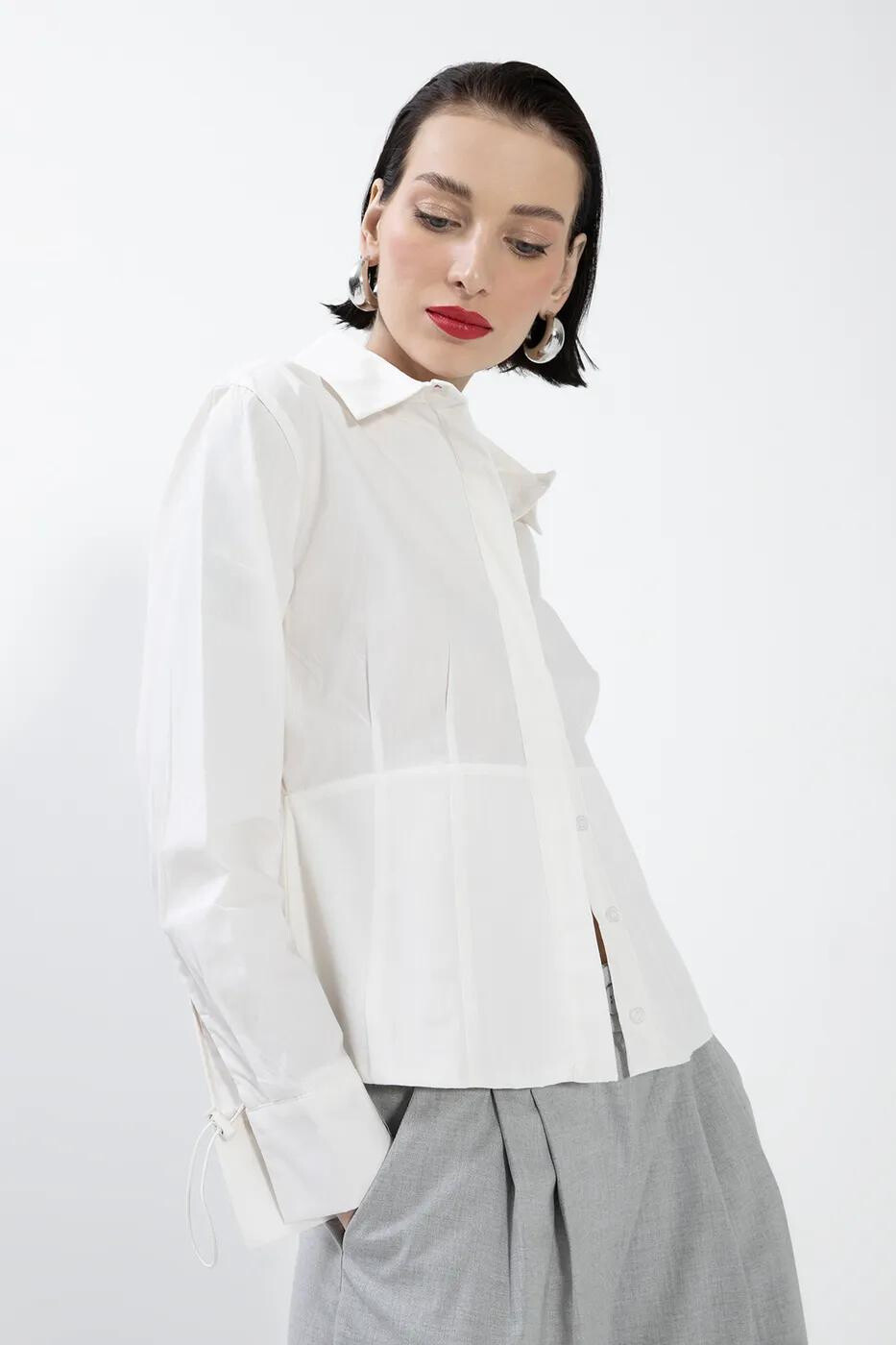 Wholesaler BSL - Shoulder Open Crop Poplin Shirt - BSL