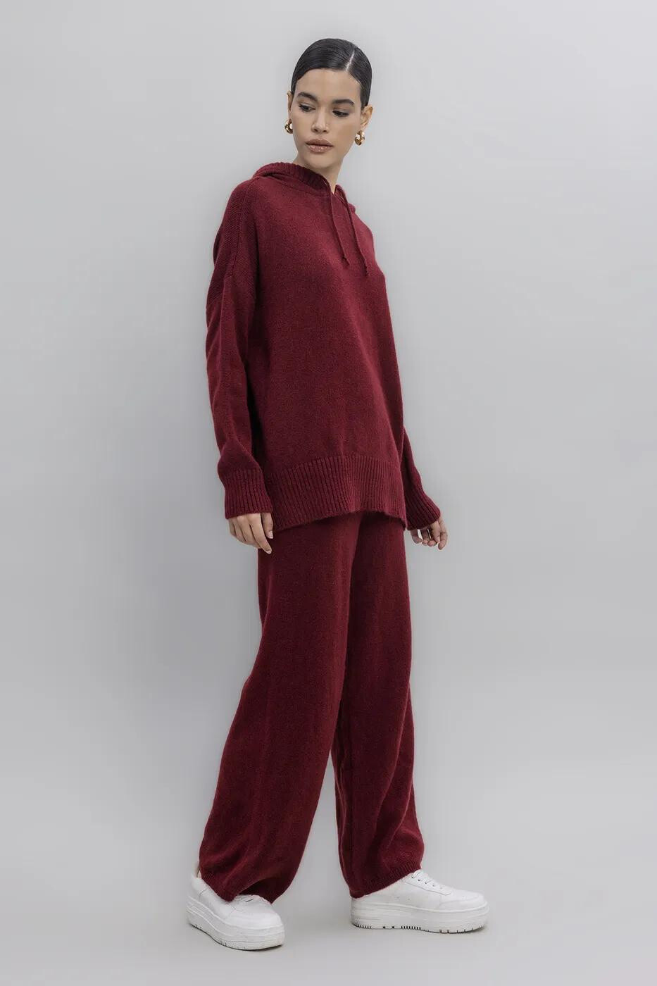 Wholesaler BSL - Hooded Knitted Long Sweater and Knitted Loose Trousers set - BSL