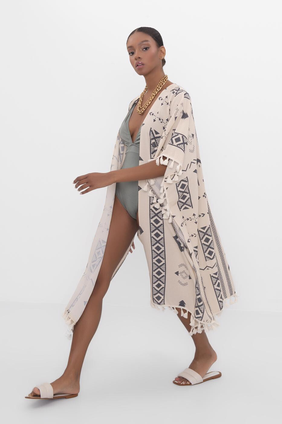 Wholesaler BSL - Ethnic Patterned Kimono - BSL