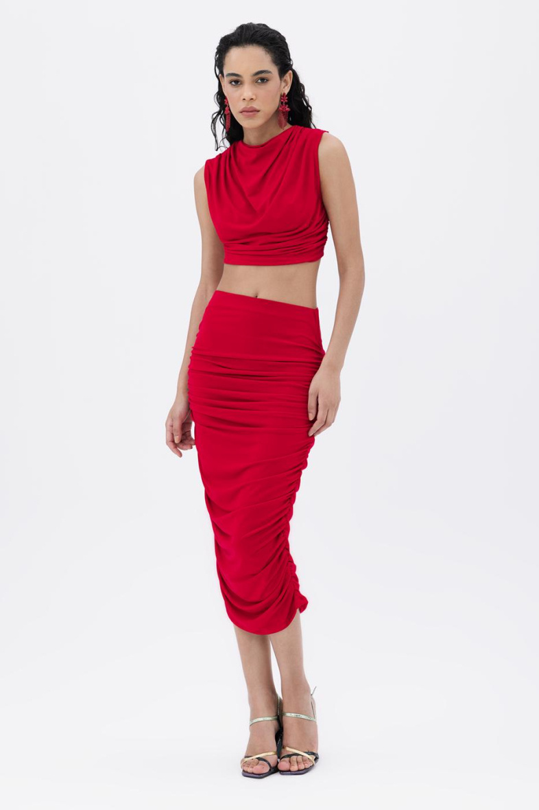 Wholesaler BSL - Draped Midi Pencil Skirt - BSL