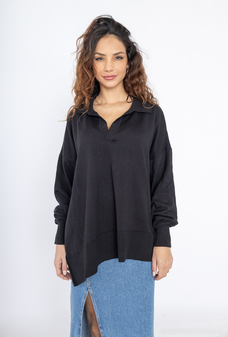Grossiste BSL - Pull Oversize à Détails Fendus pour Femme Élégante - BSL