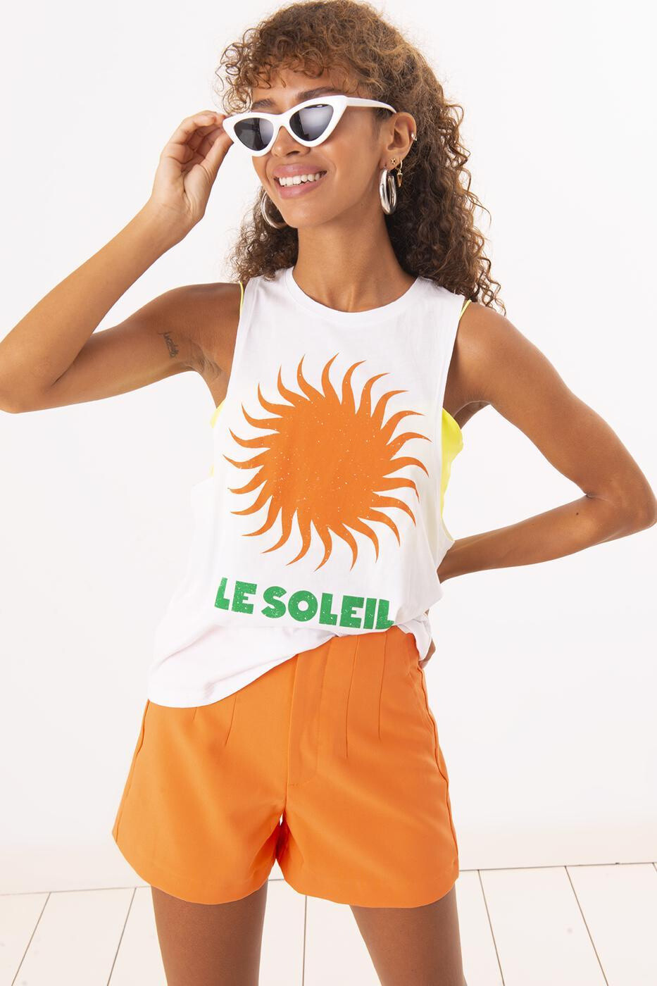 Wholesaler BSL - Sleeveless T-Shirt with Front Print Detail - BSL