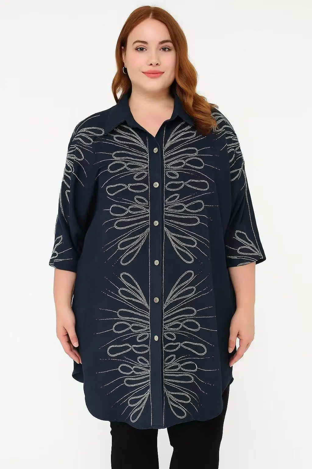 chemisier en jean parsemé de strass