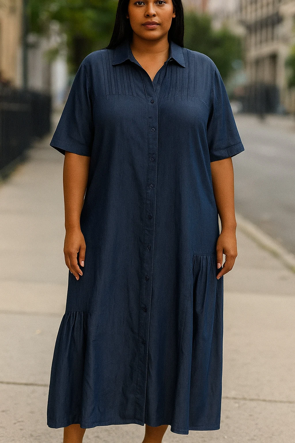 Robe chemisier en jeans fluide.