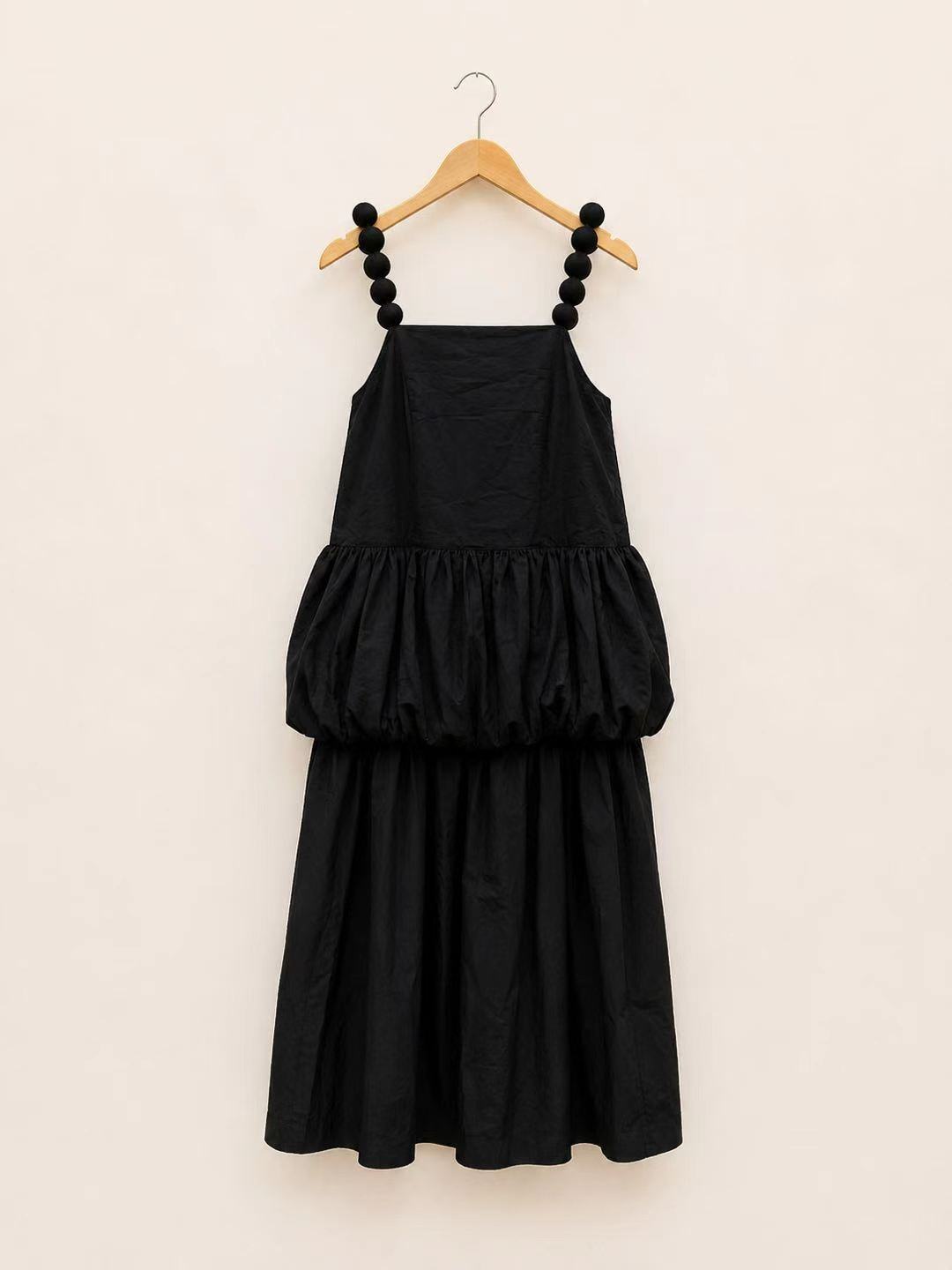Mayorista Bubblee - Vestido largo de mujer talla grande con tirantes de perlas y corte globo (11368)