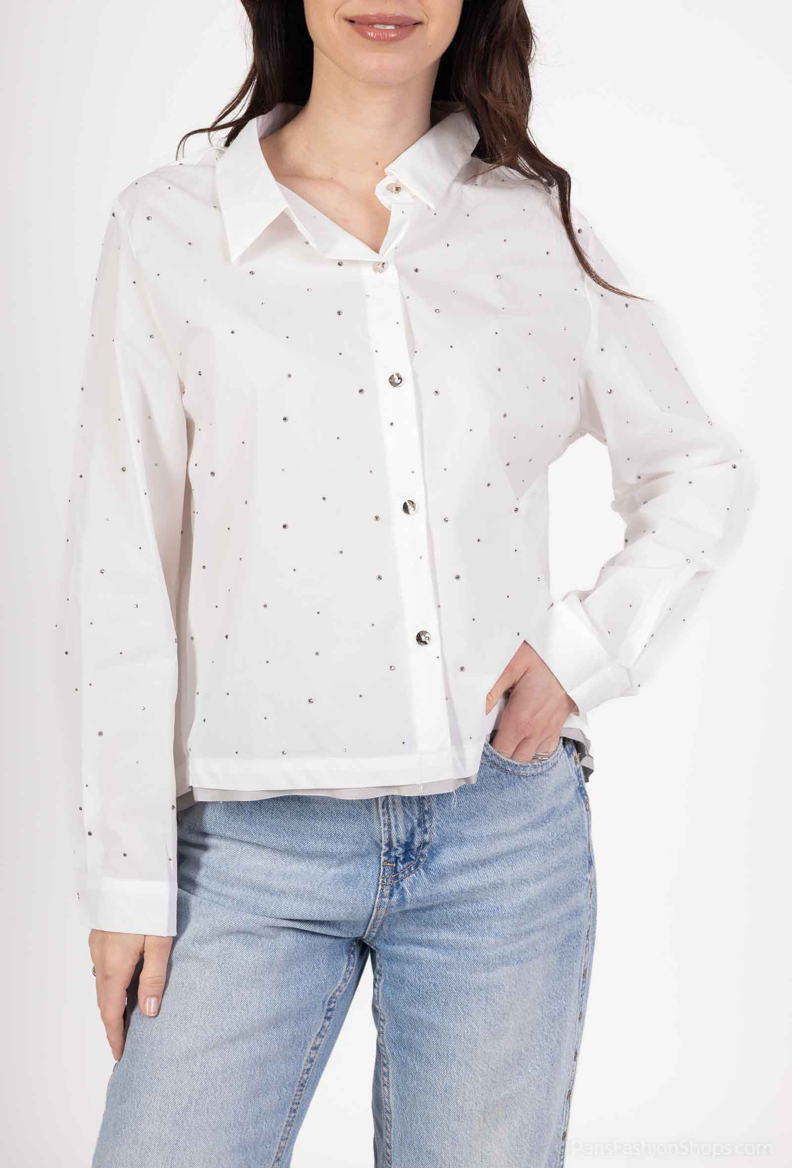 Wholesaler But'flies F & 2 - White shirt with rhinestones