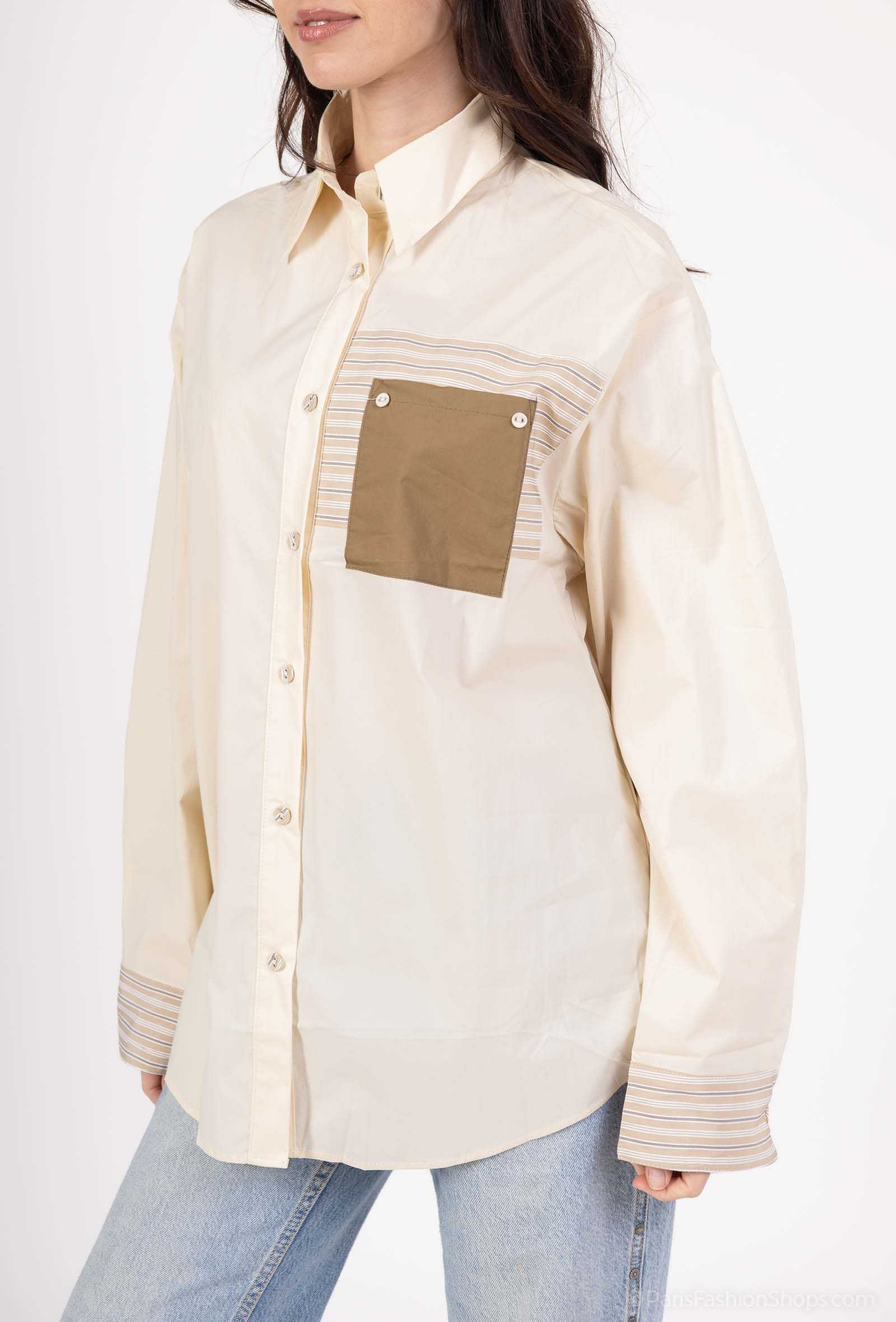 Wholesaler But'flies F & 2 - Beige shirt with khaki pocket