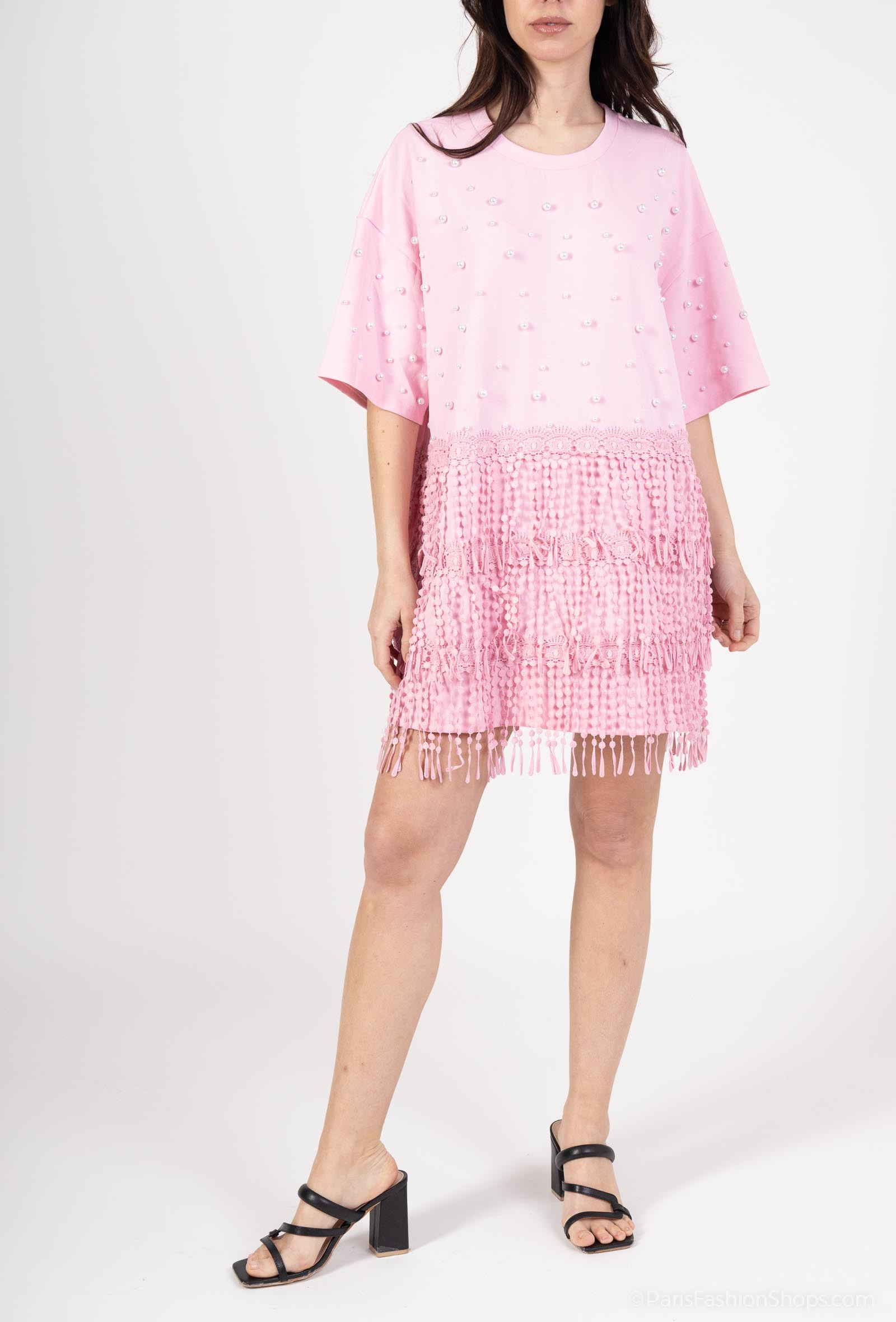Wholesaler But'flies F & 2 - Pink top with pearls