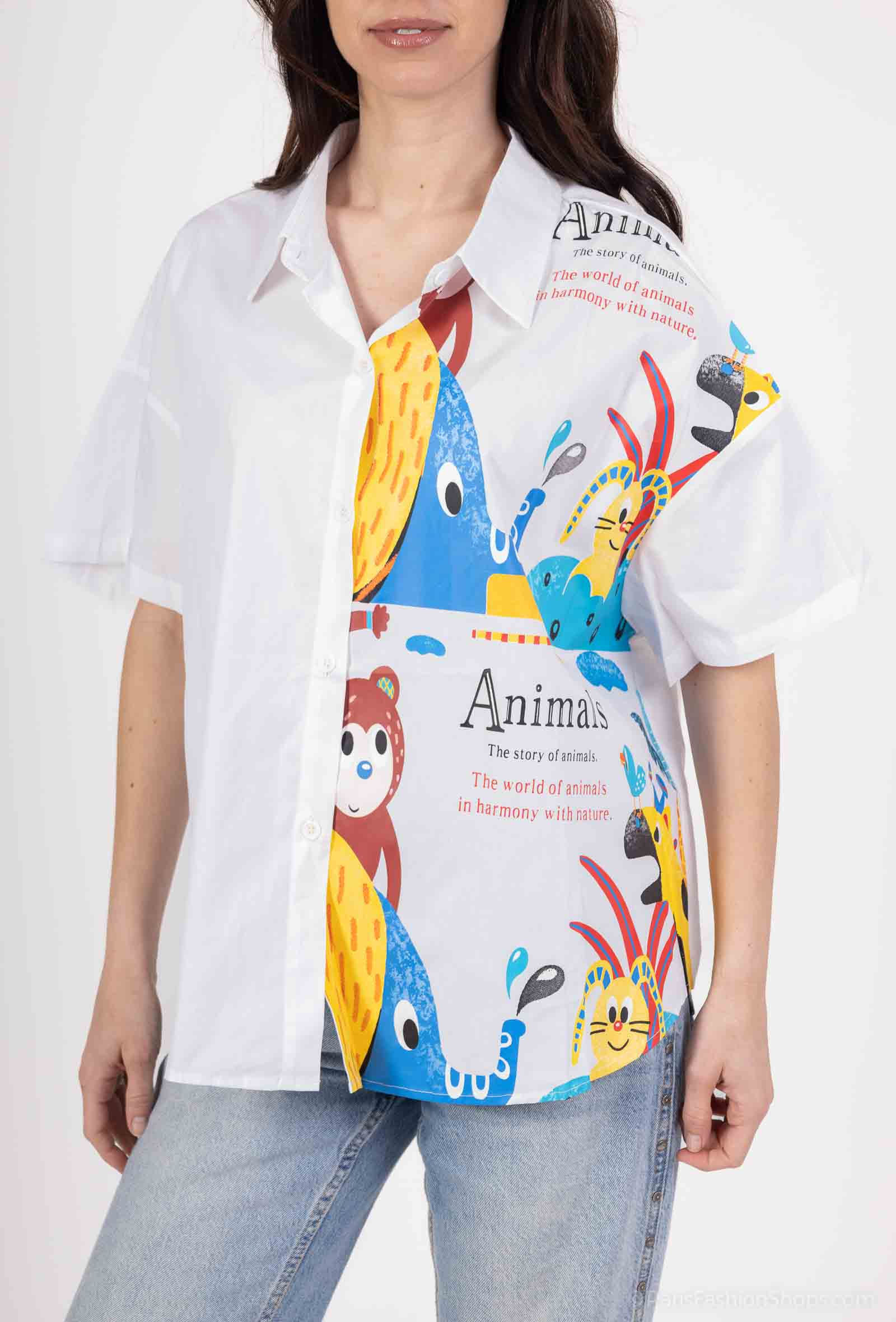 Mayorista But'flies F & 2 - Camisa blanca con animales