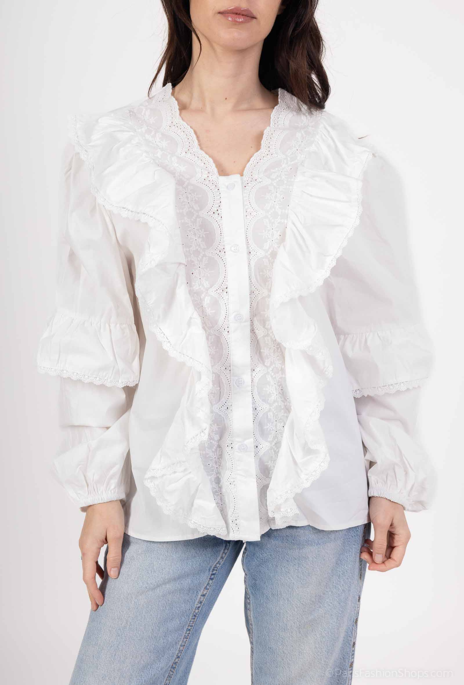 Grossista But'flies F & 2 - Top bianco in pizzo