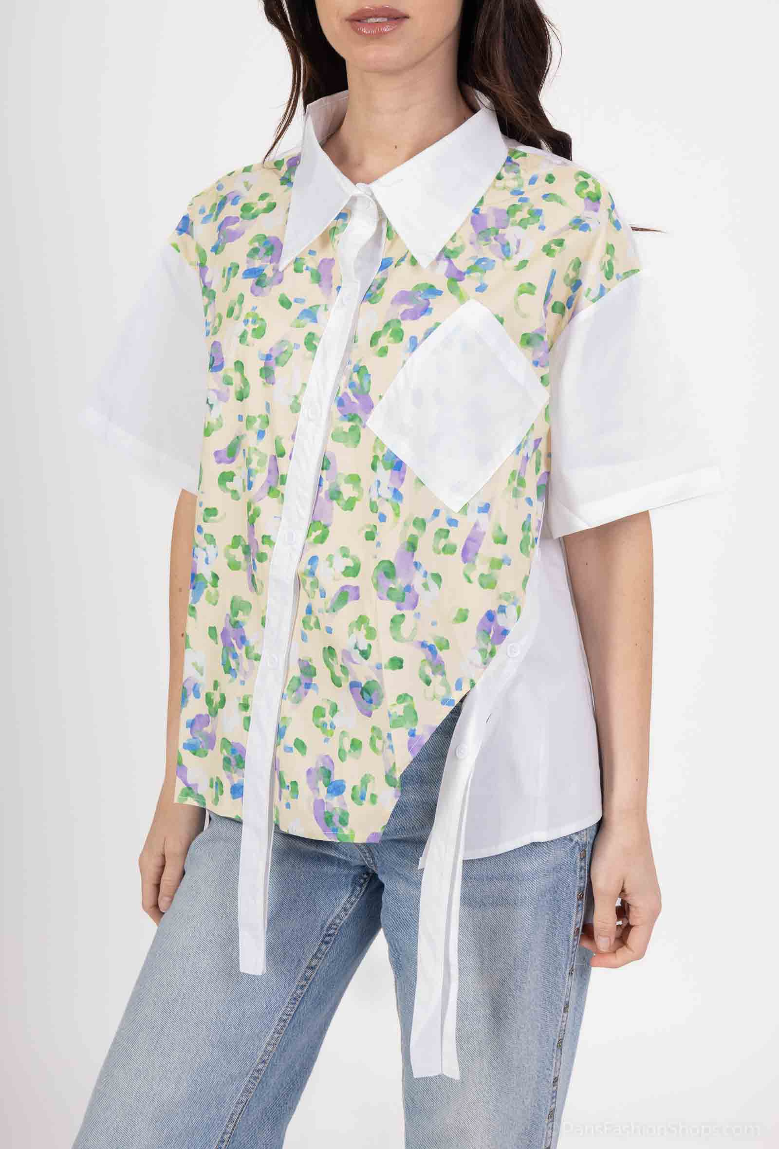 Großhändler But'flies F & 2 - Weiße Bluse mit Blumenmuster