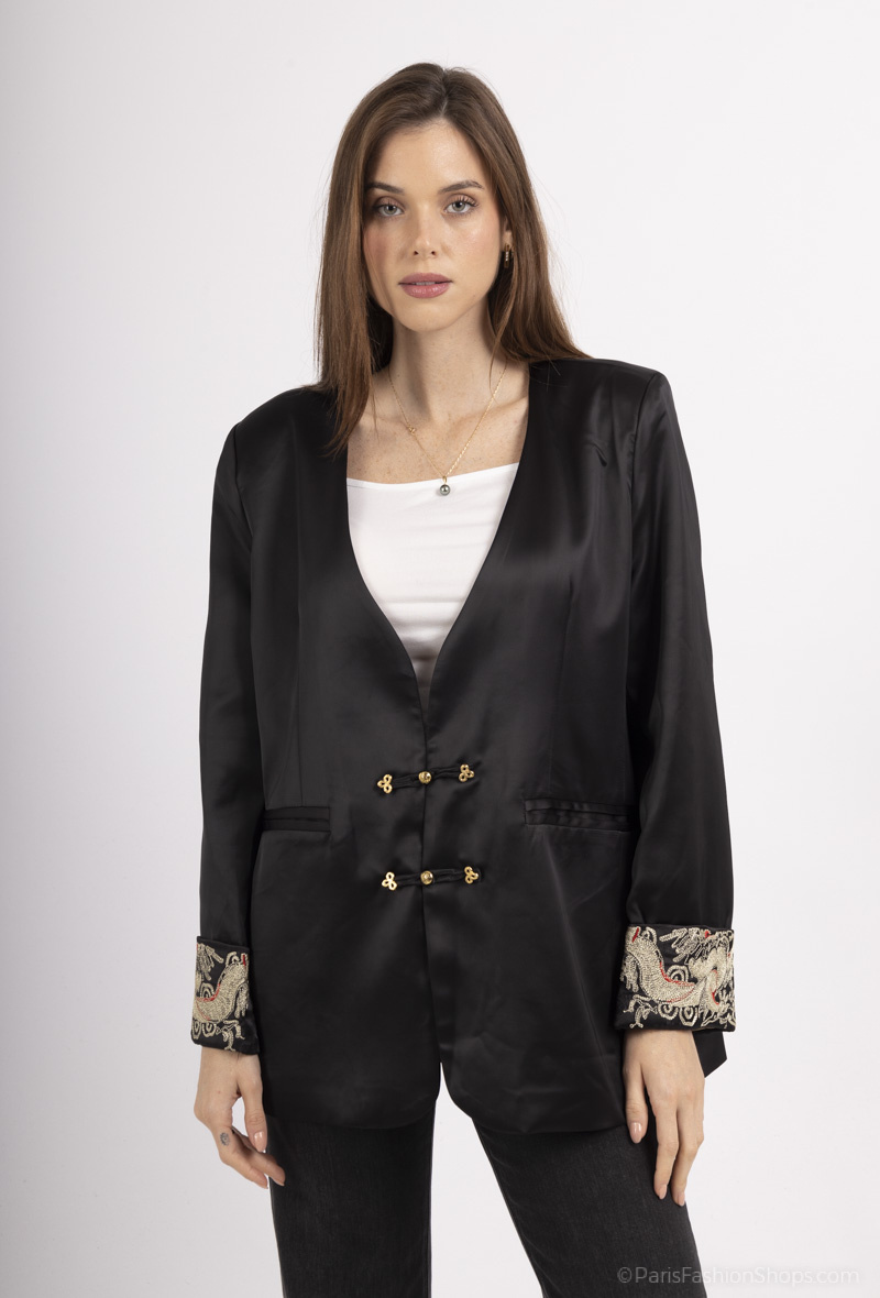 Wholesaler But'flies F & 2 - Traditional Chinese black blazer