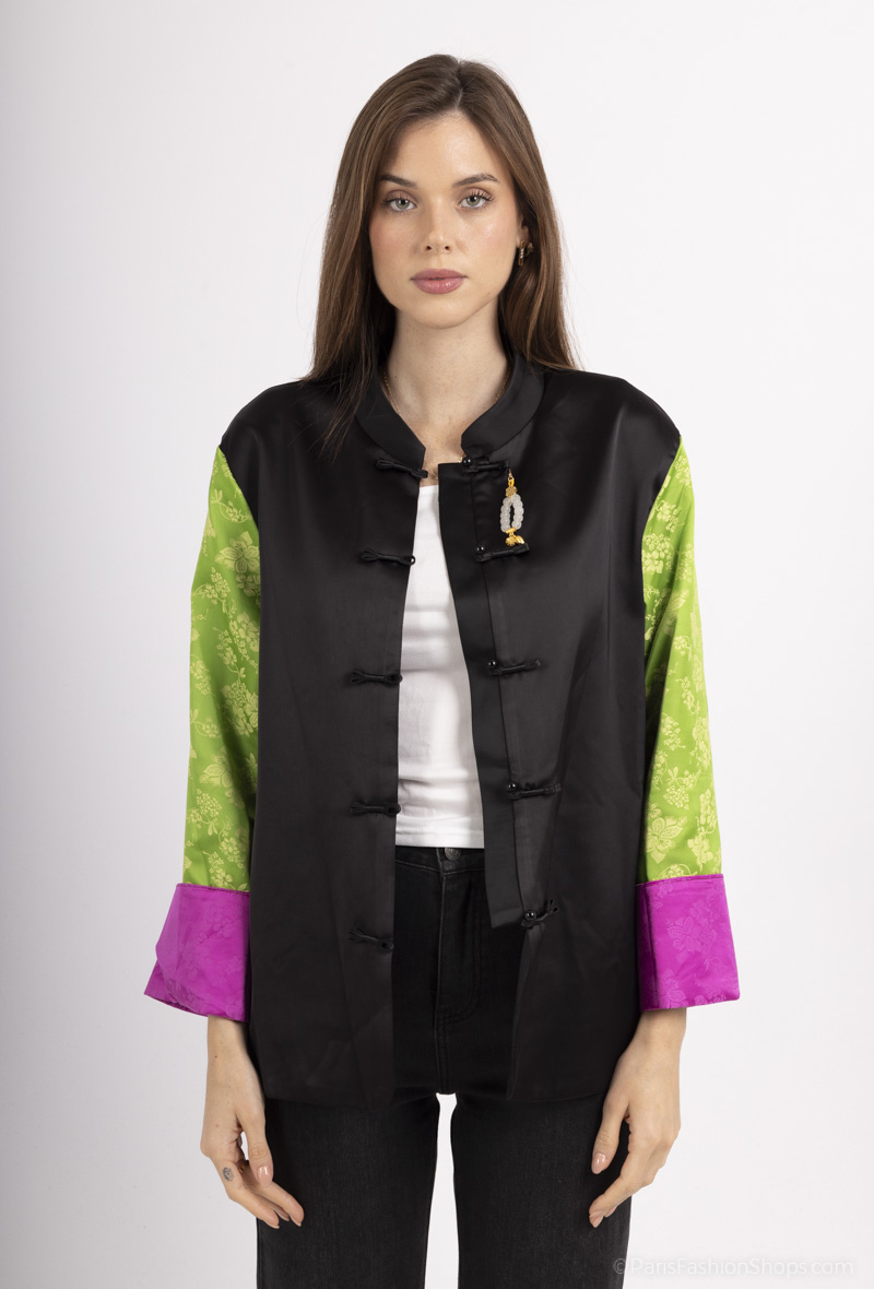Grossiste But'flies F & 2 - Blazer traditionnel chinois blanche avec manches rouges