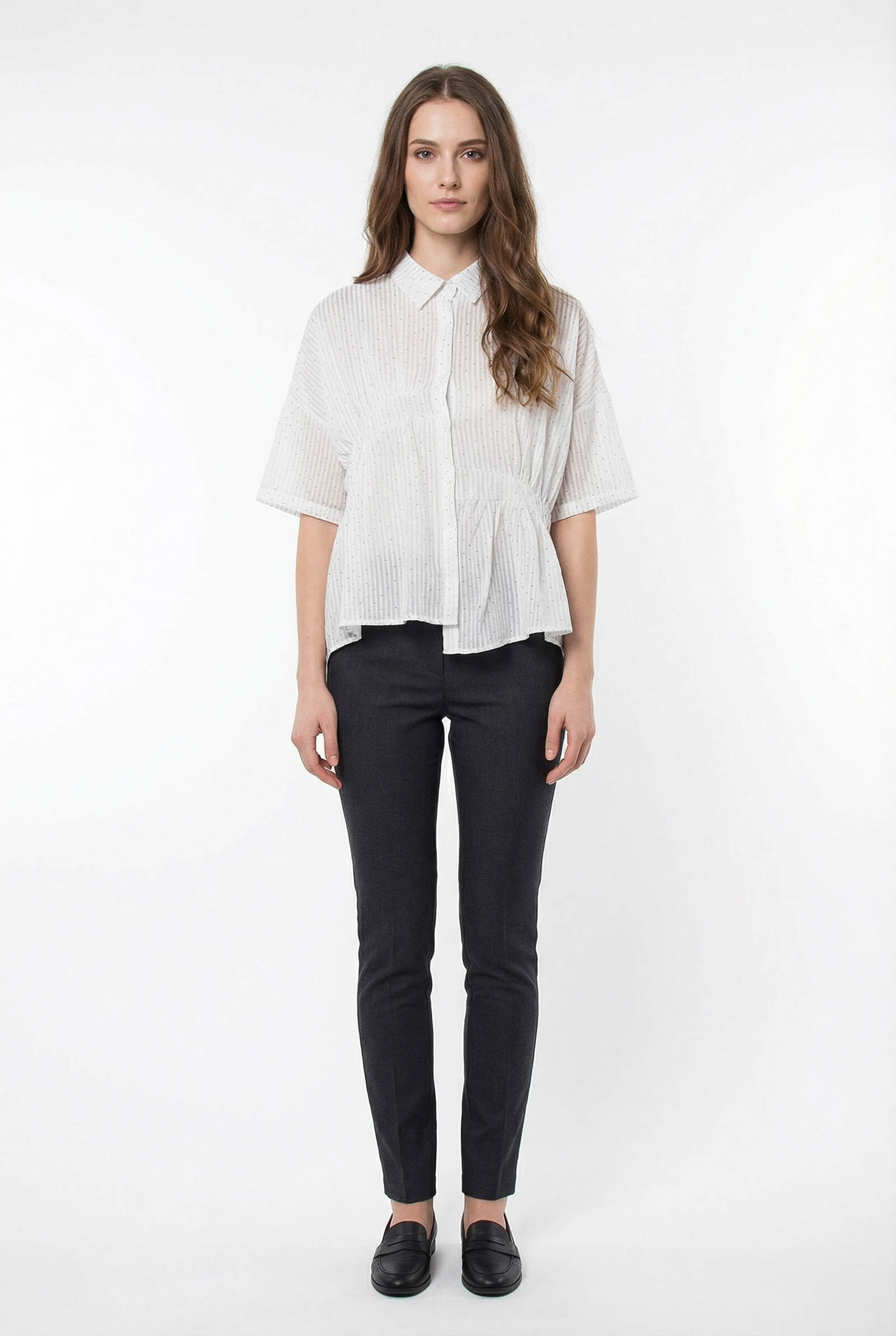 Mayorista But'flies F & 2 - Camisa de voile brillante asimétrica