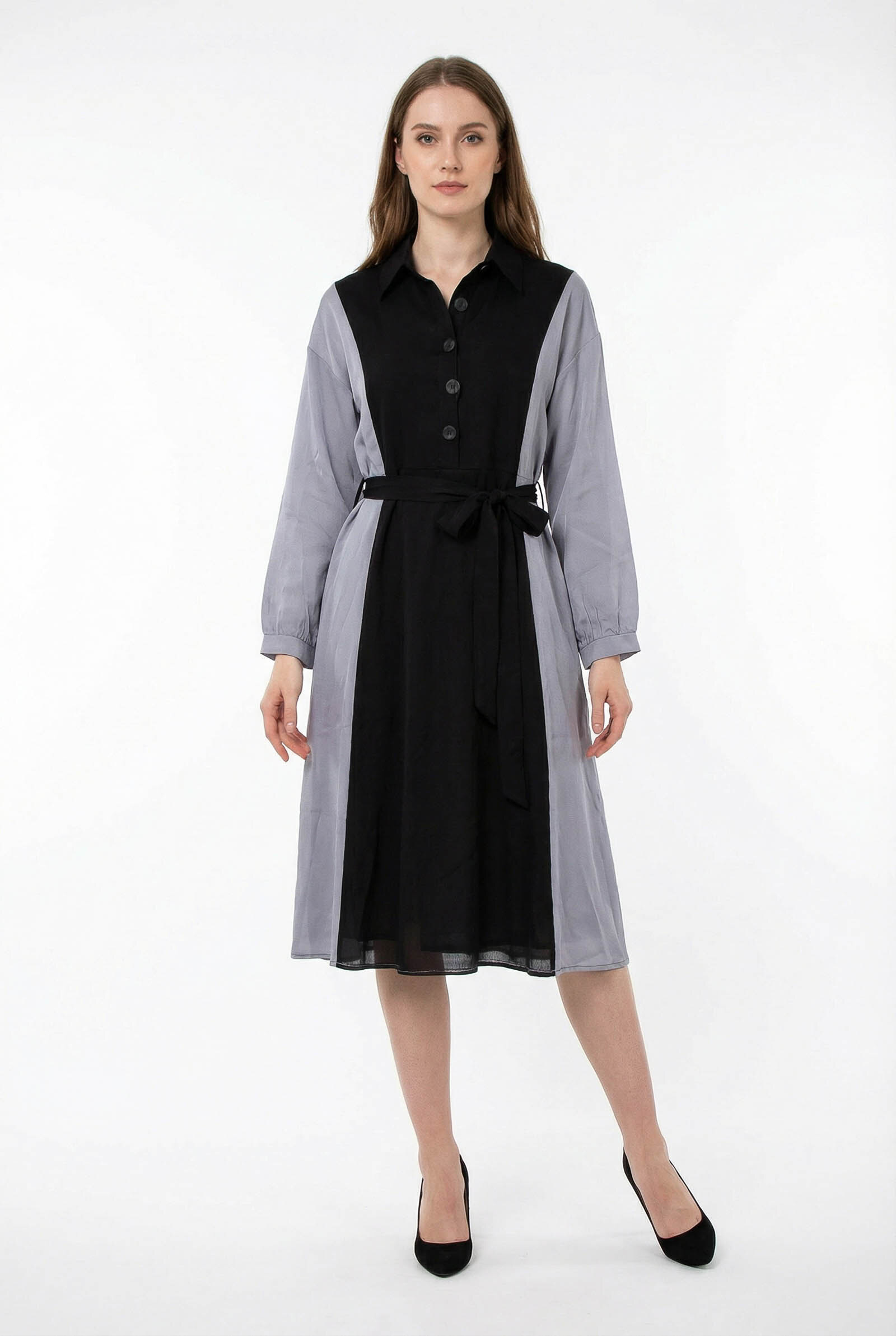 Mayorista But'flies F & 2 - Vestido Camisero Bicolor Chic