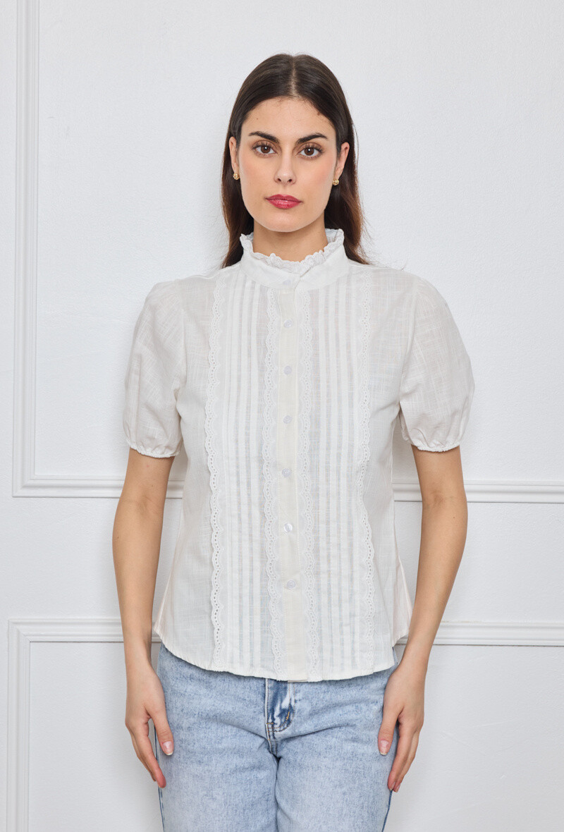 Wholesaler By Clara - Vintage Ruffle Lace Blouse