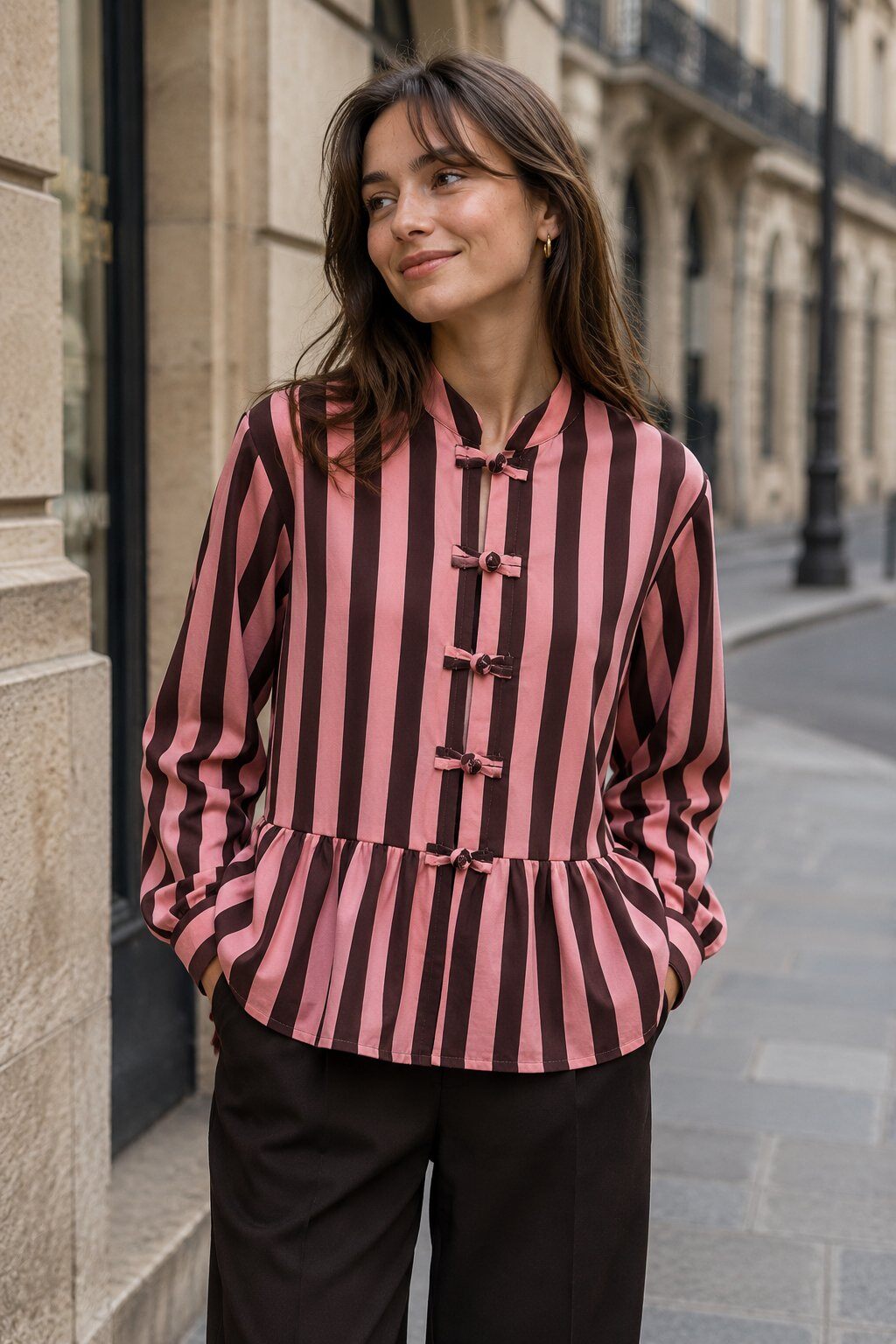 Mayorista By Clara - Camisa a rayas con peplum