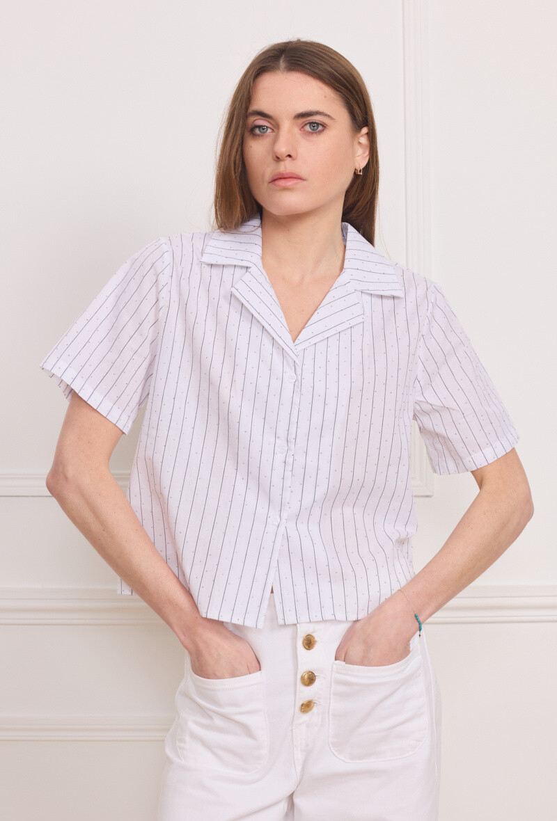 Wholesaler By Clara - Striped Short-Sleeve Shirt – Effortless Chic