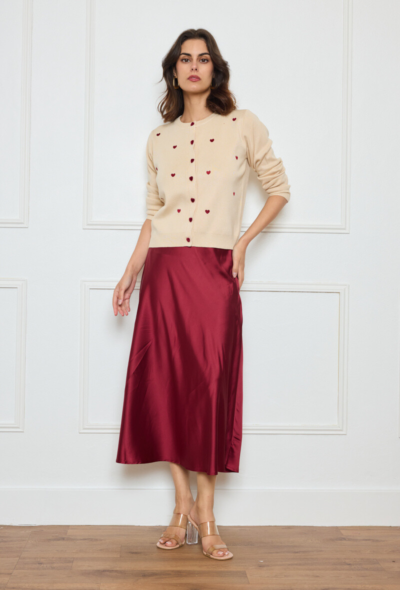 Großhändler By Clara - Herzknopf-Strickjacke - Sanfter Charme in Beige