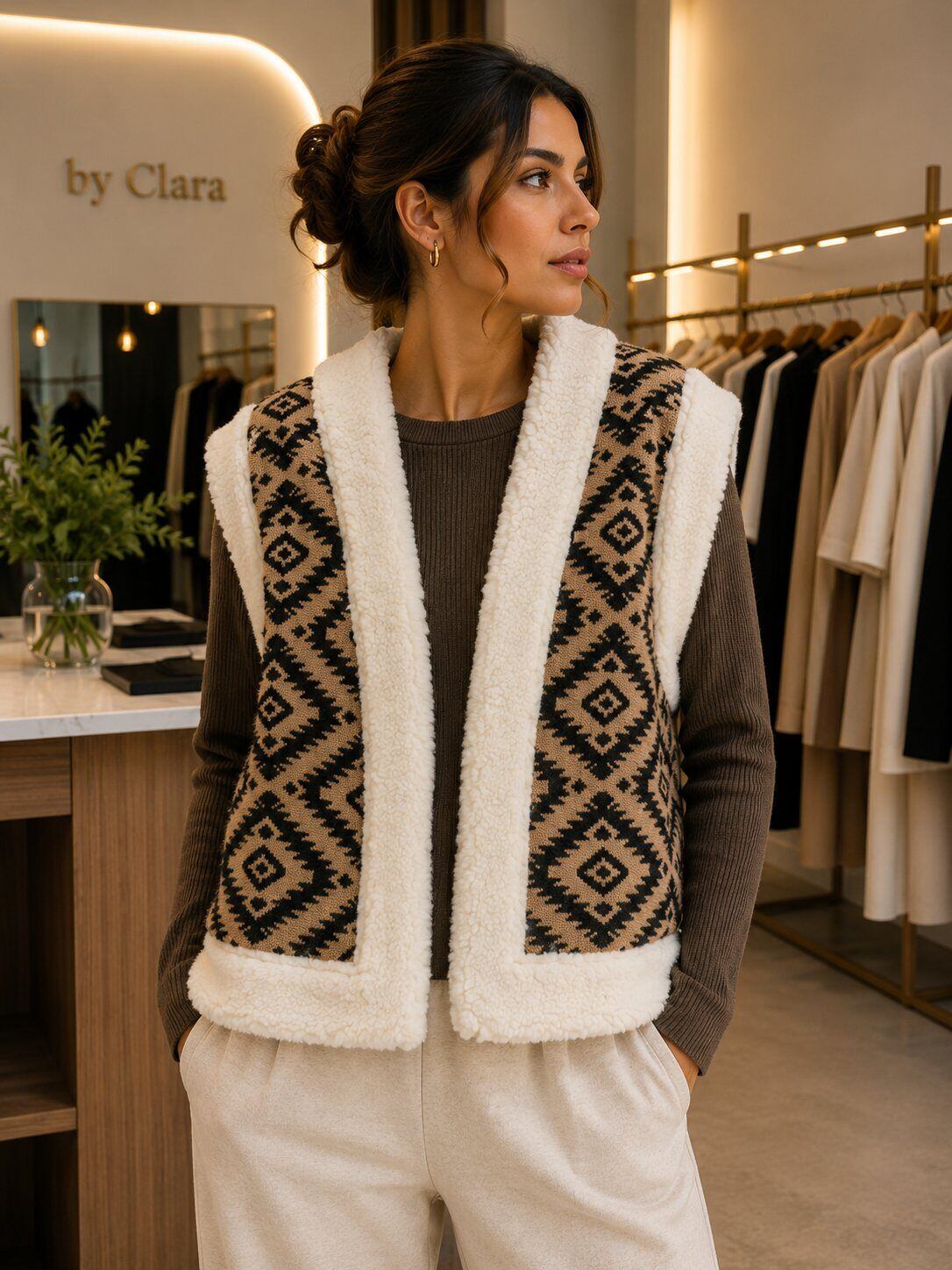 Grossista By Clara - Gilet stampato in finta pelliccia