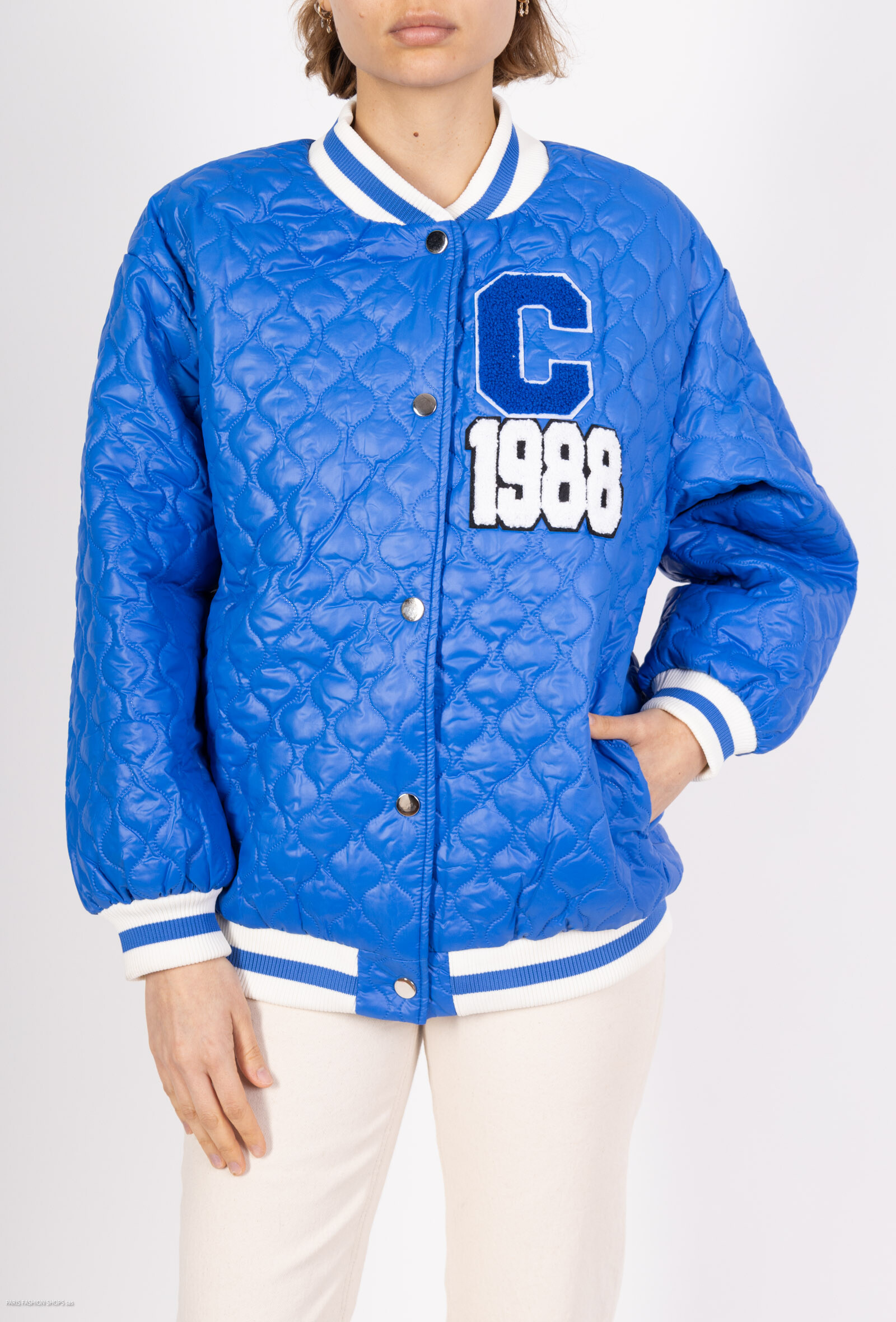 Wholesaler By Clara - Glossy Varsity Jacket 1988 – Retro Warm Baseball Outerwear