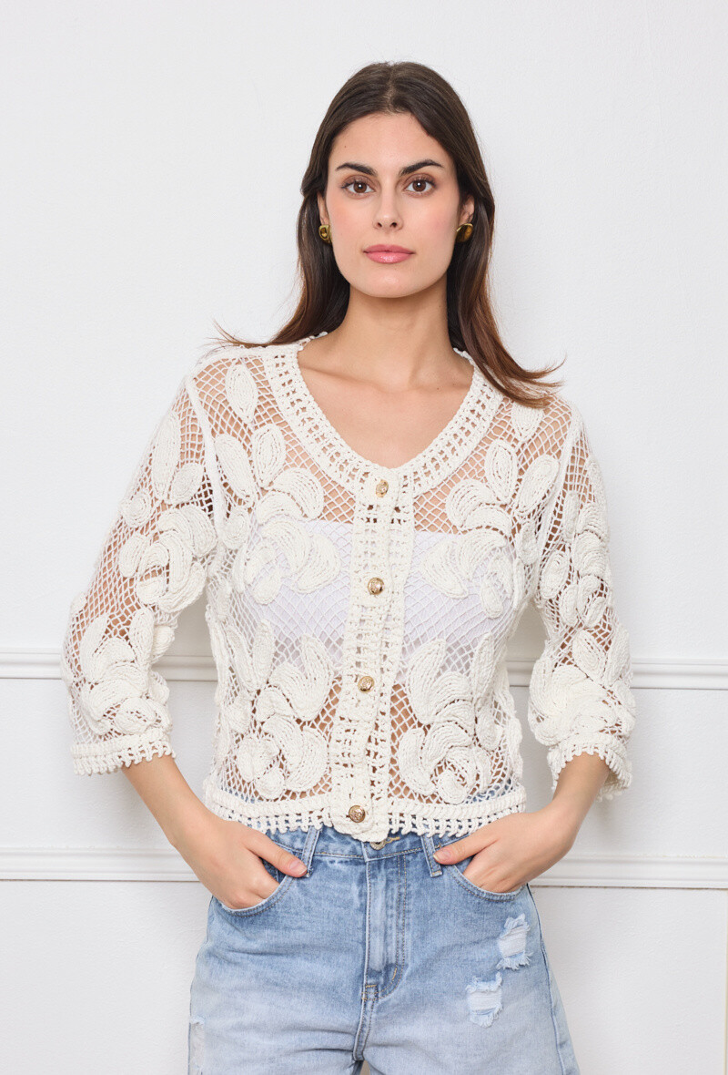 Wholesaler By Clara - Handmade Crochet Lace Cardigan – Elegant & Vintage-Inspired
